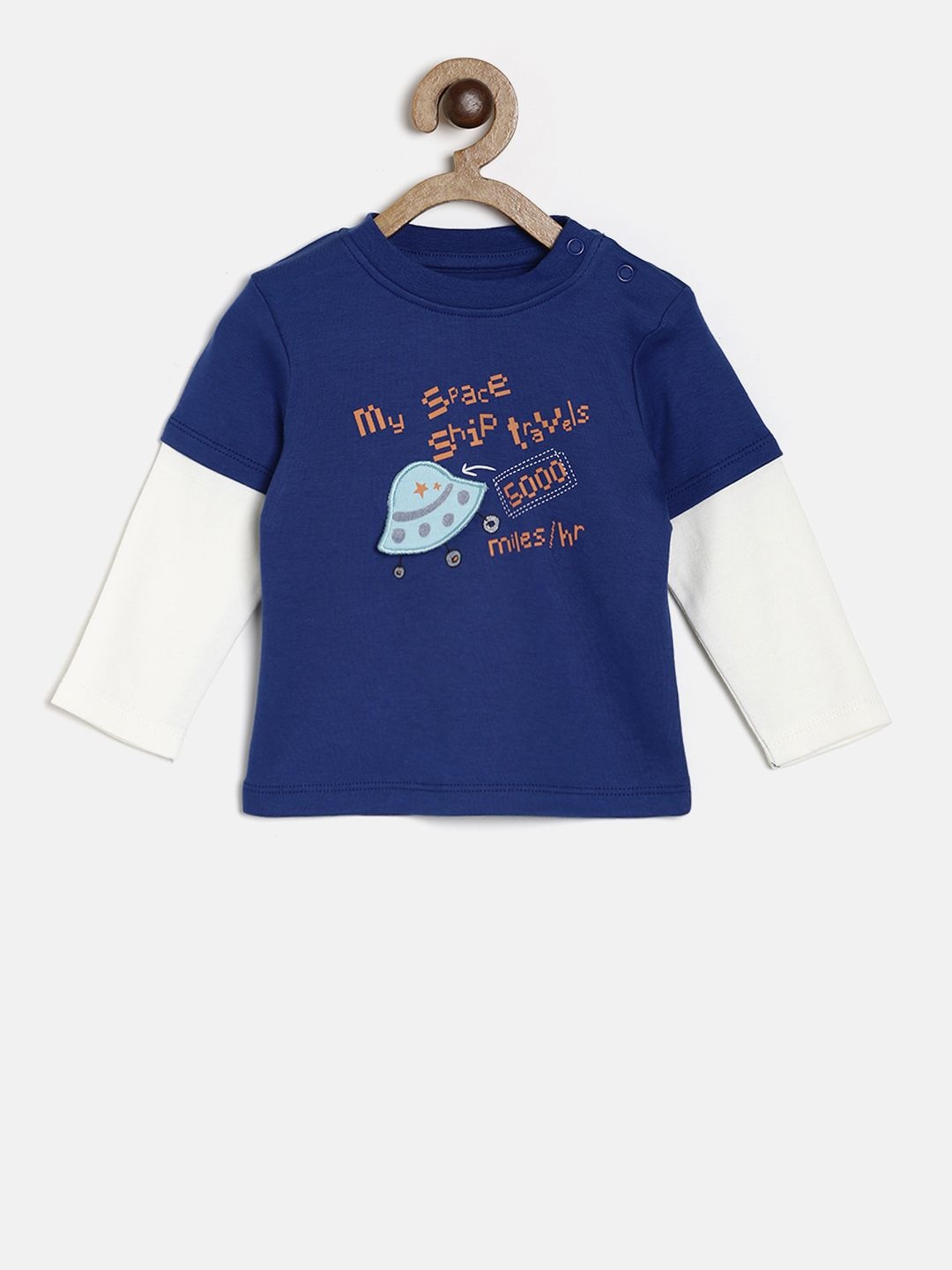 

MINI KLUB Boys Blue Printed Round Neck Pure Cotton T-shirt
