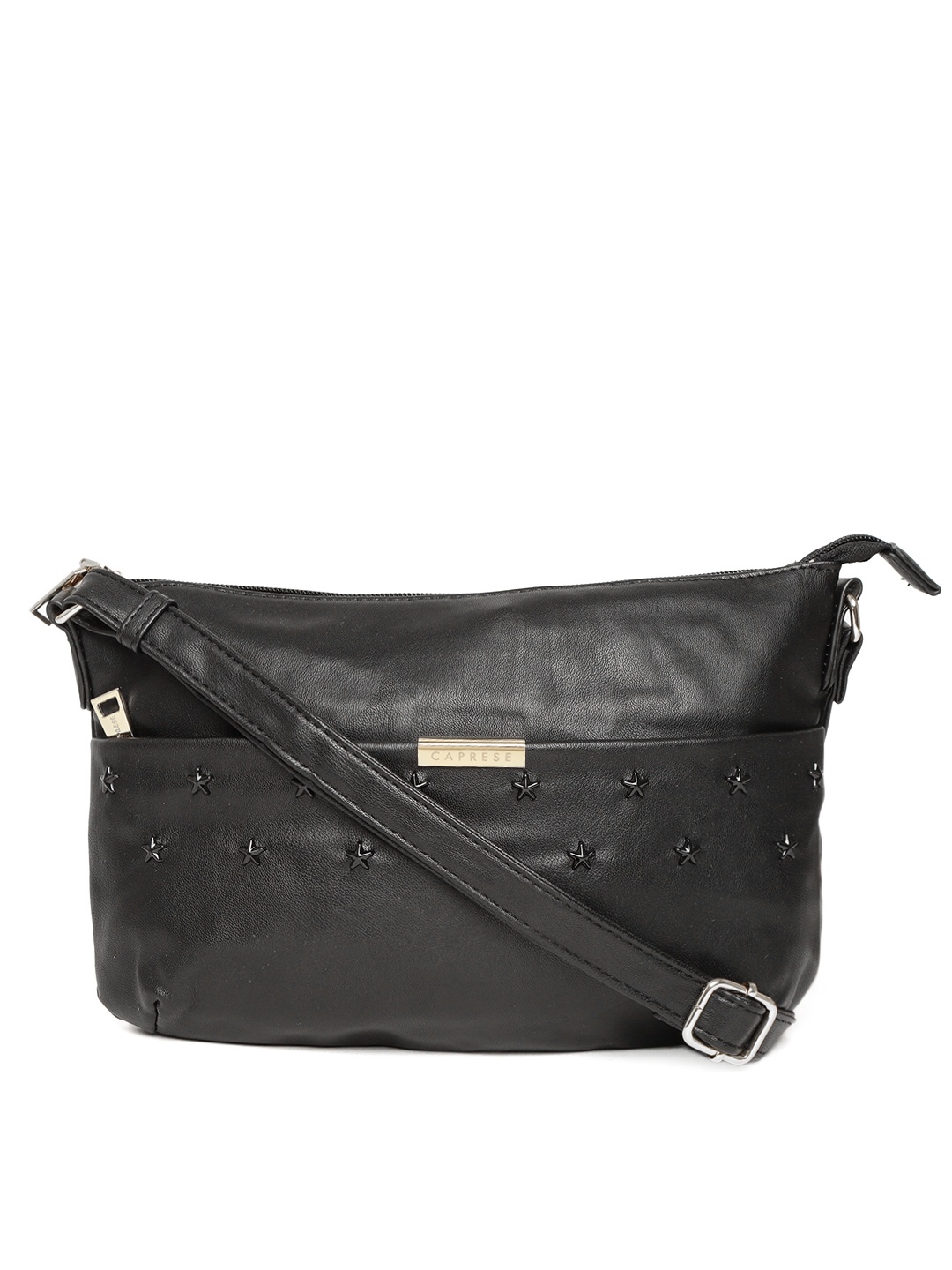 

Caprese Black Solid Sling Bag
