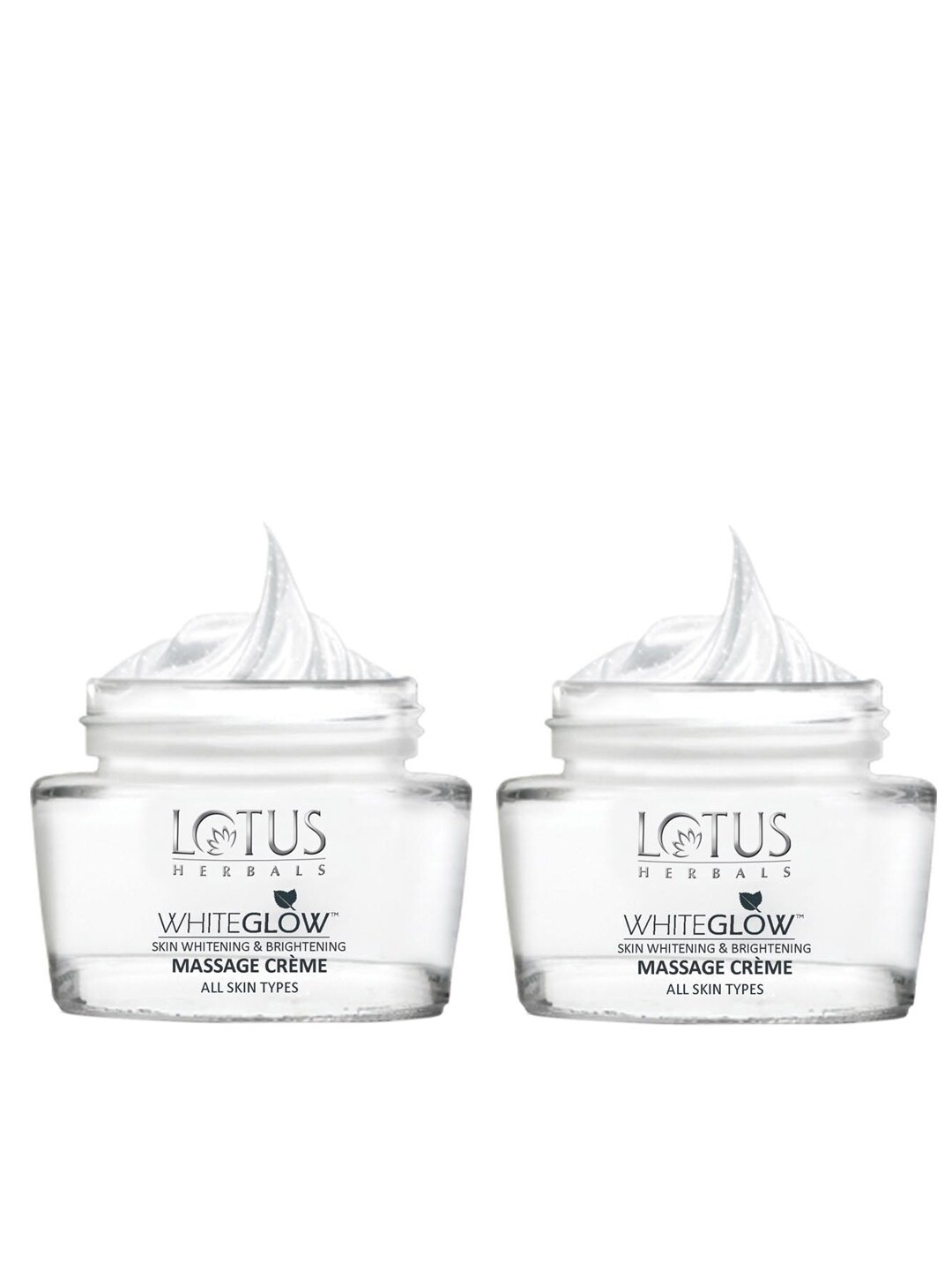 

Lotus Herbals Sustainable Set of 2 Whiteglow Skin Whitening Brightening Massage Cream, White