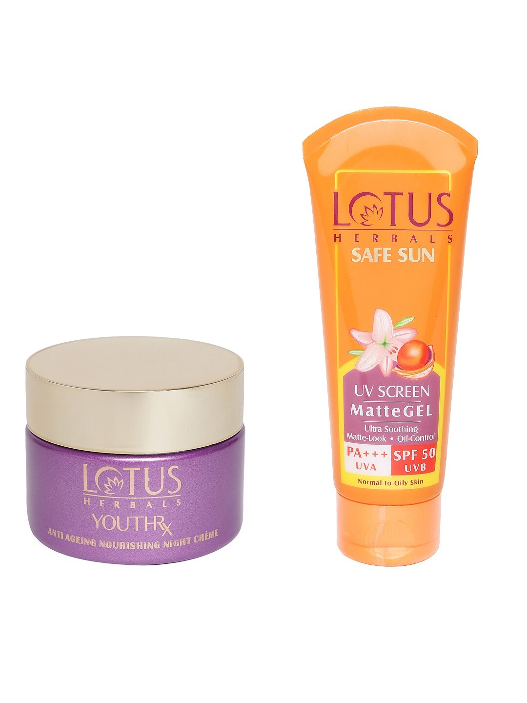 

Lotus Herbals Sustainable Set of Anti-Ageing Nourishing Night Creme Sunscreen, Gold