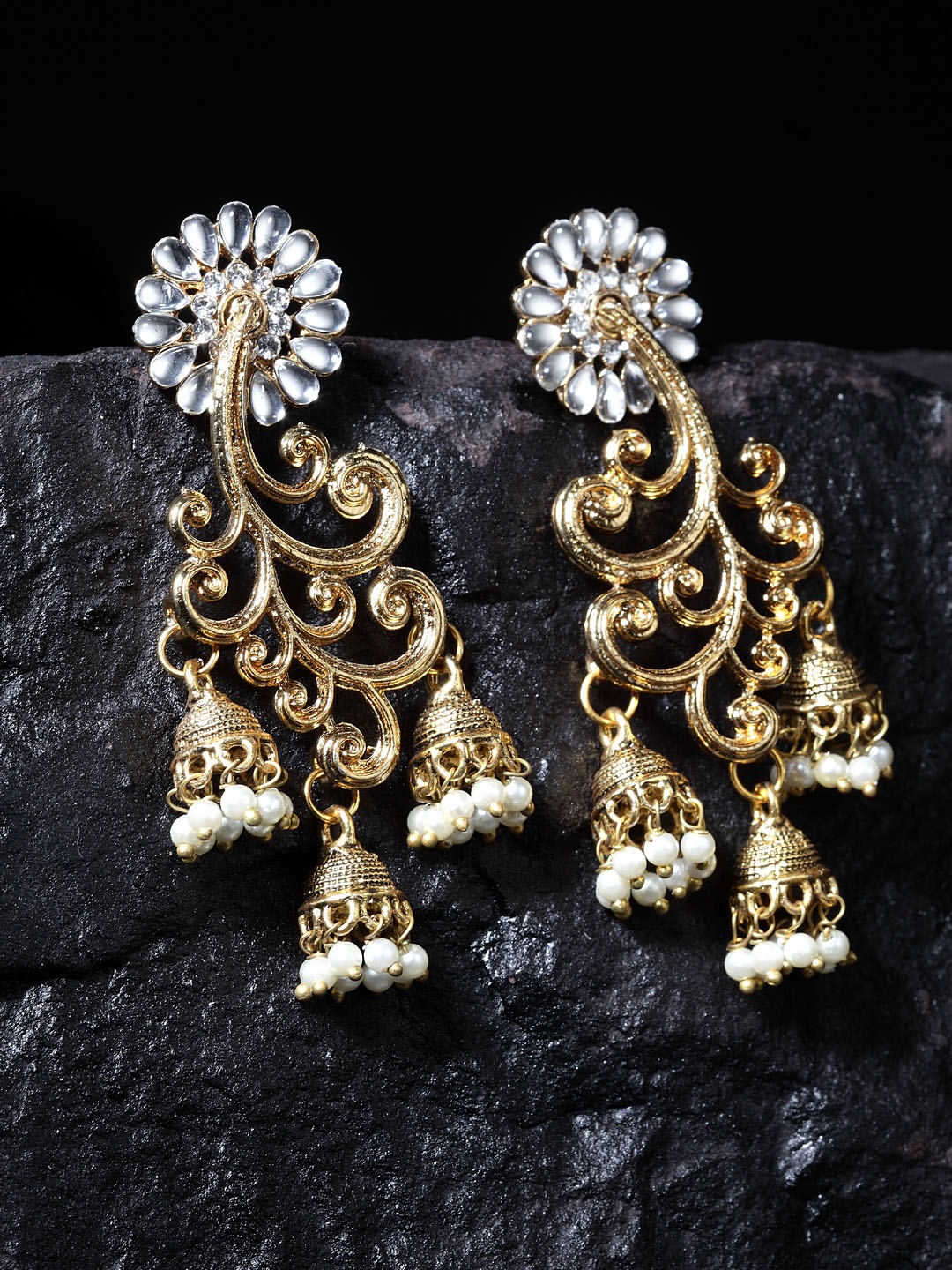 

Moedbuille Gold-Plated Handcrafted Dome Shaped Jhumkas