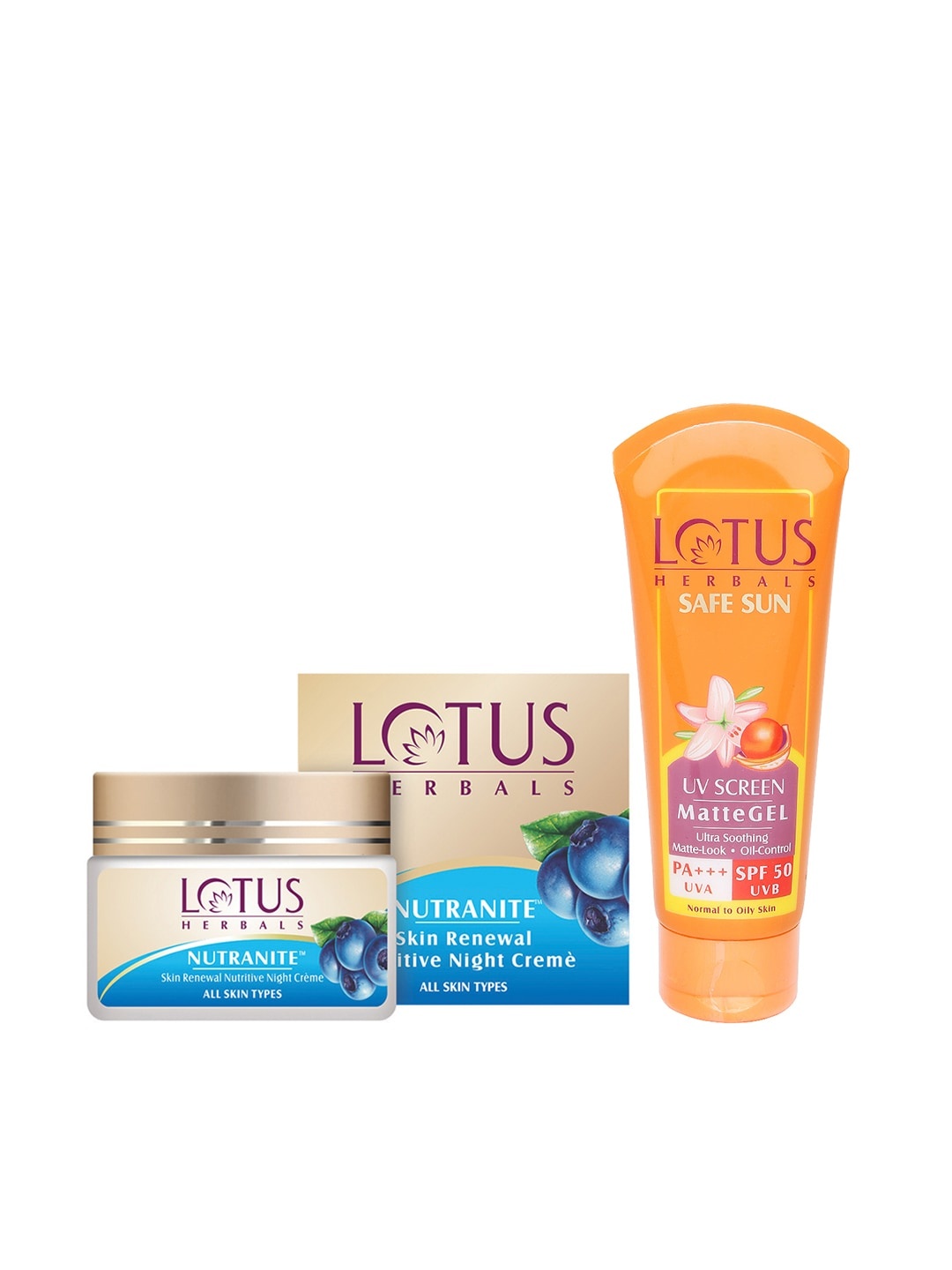 Lotus Herbals Sustainable Set of Night Cream Sunscreen