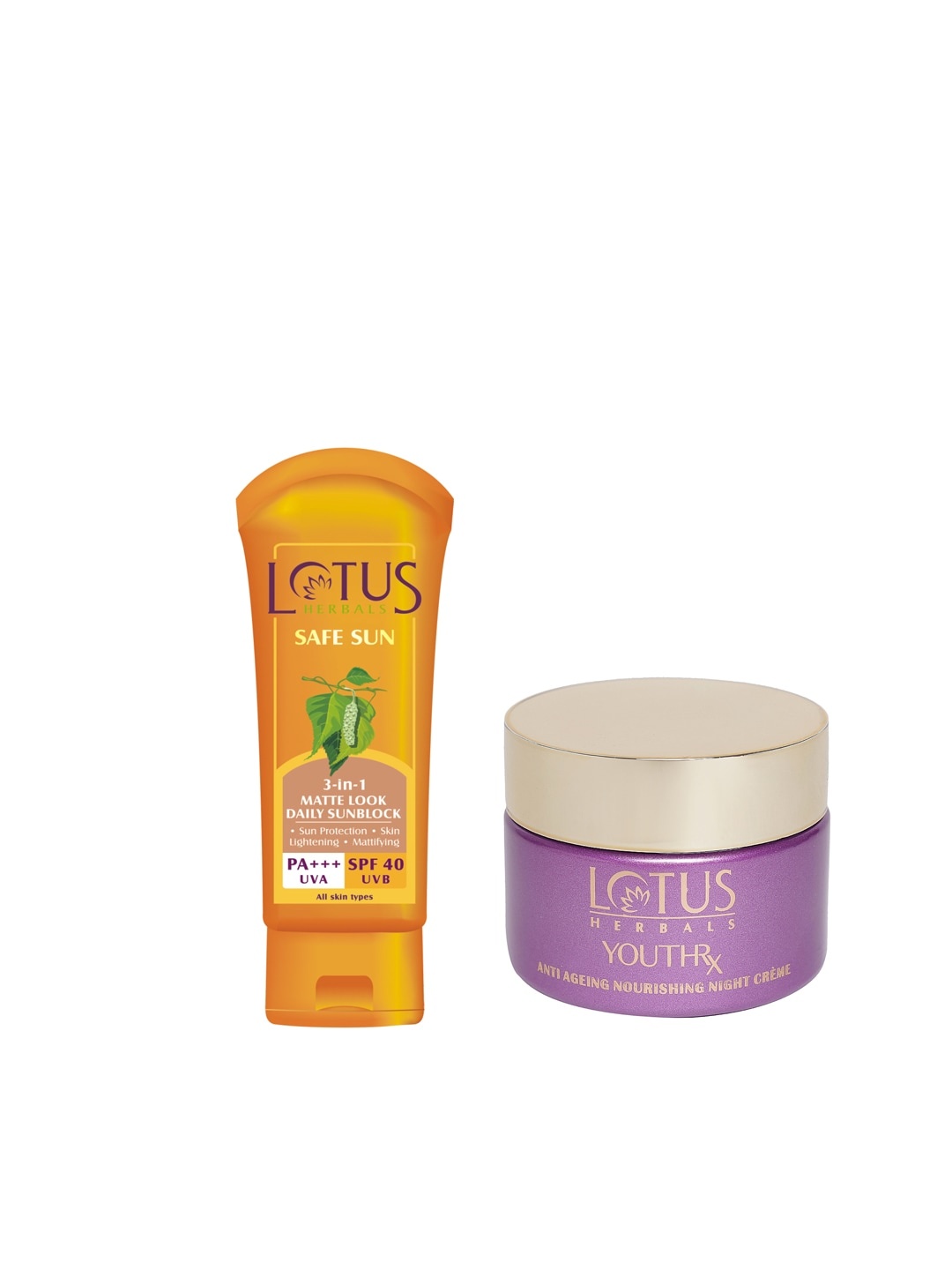 

Lotus Herbals Sustainable Set of Sunscreen Face Moisturiser, Gold