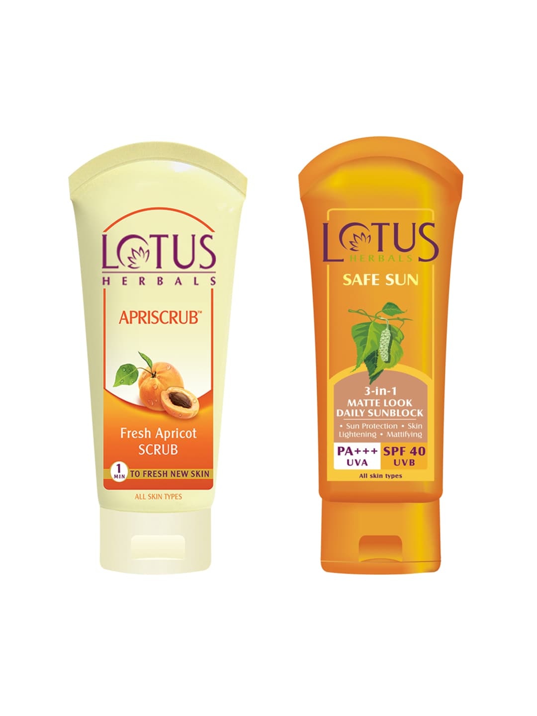 

Lotus Herbals Sustainable Set of Face Scrub Sunscreen, Orange