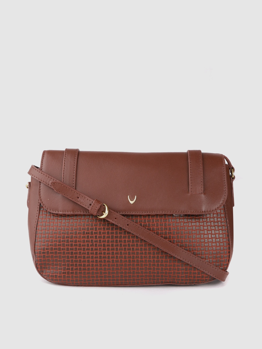 

Hidesign Burgundy Animal Textured Leather Structured Sling Bag with Pouch