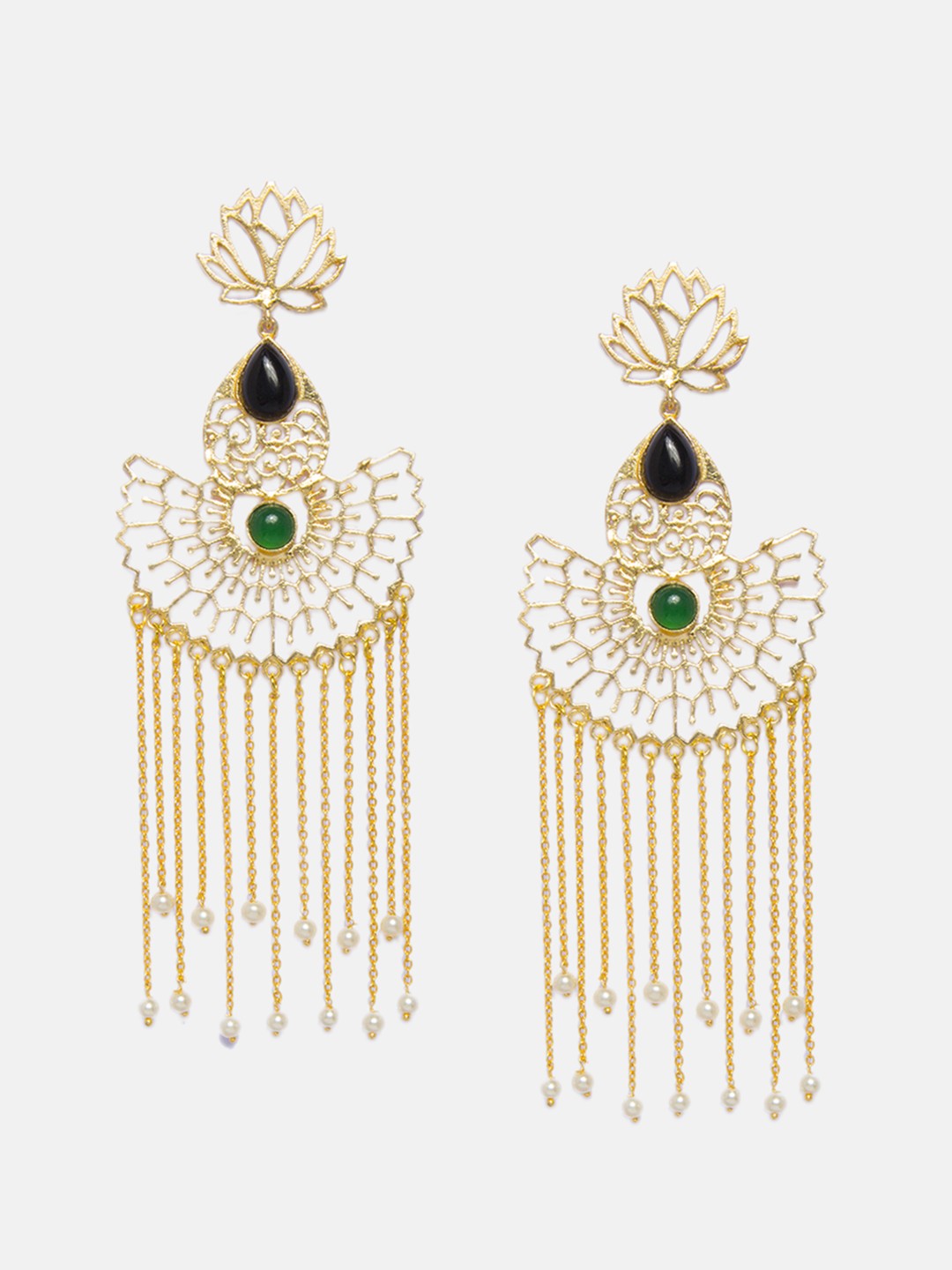 

Ferosh Gold-Toned & Green Classic Drop Earrings