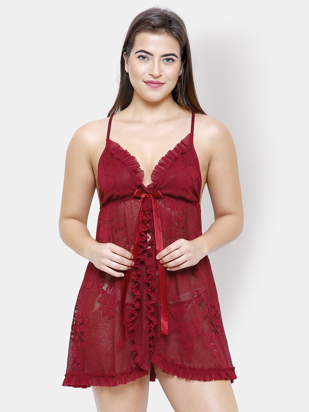 

FashionRack Maroon Solid Baby Doll 1297