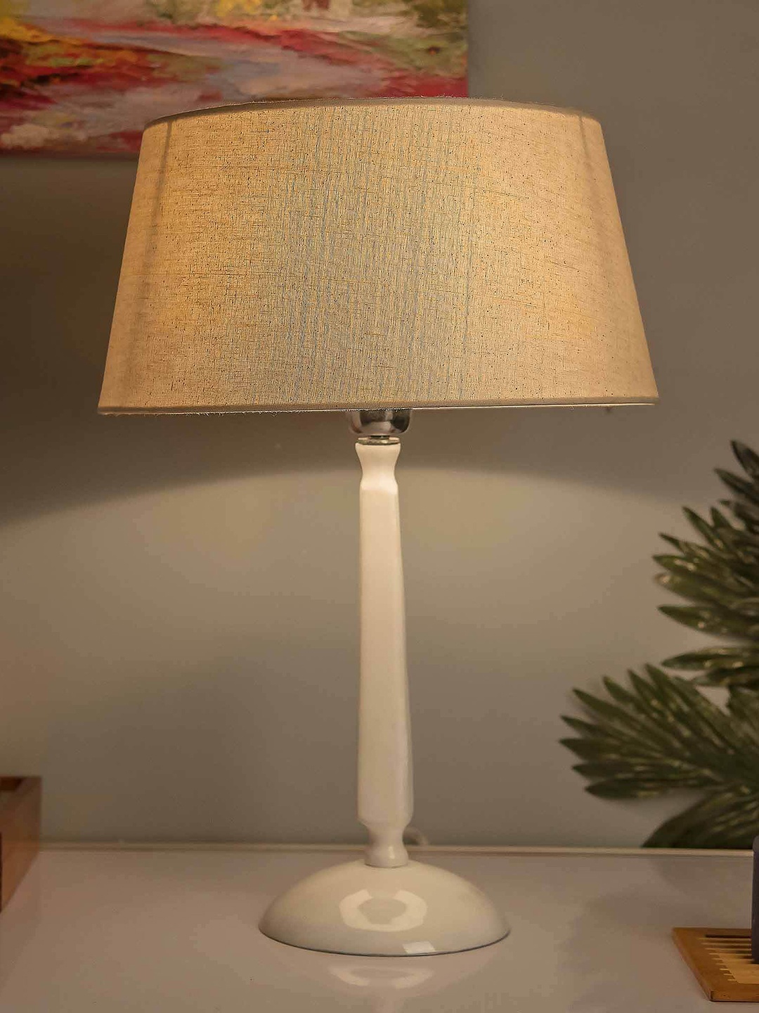 

Homesake White Solid Handcrafted Table Lamp with Shade