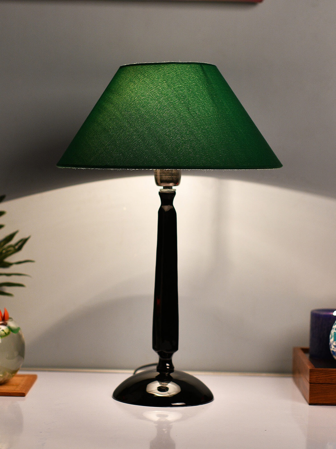 

Homesake Black & Green Solid Handcrafted Bedside Standard Lamp