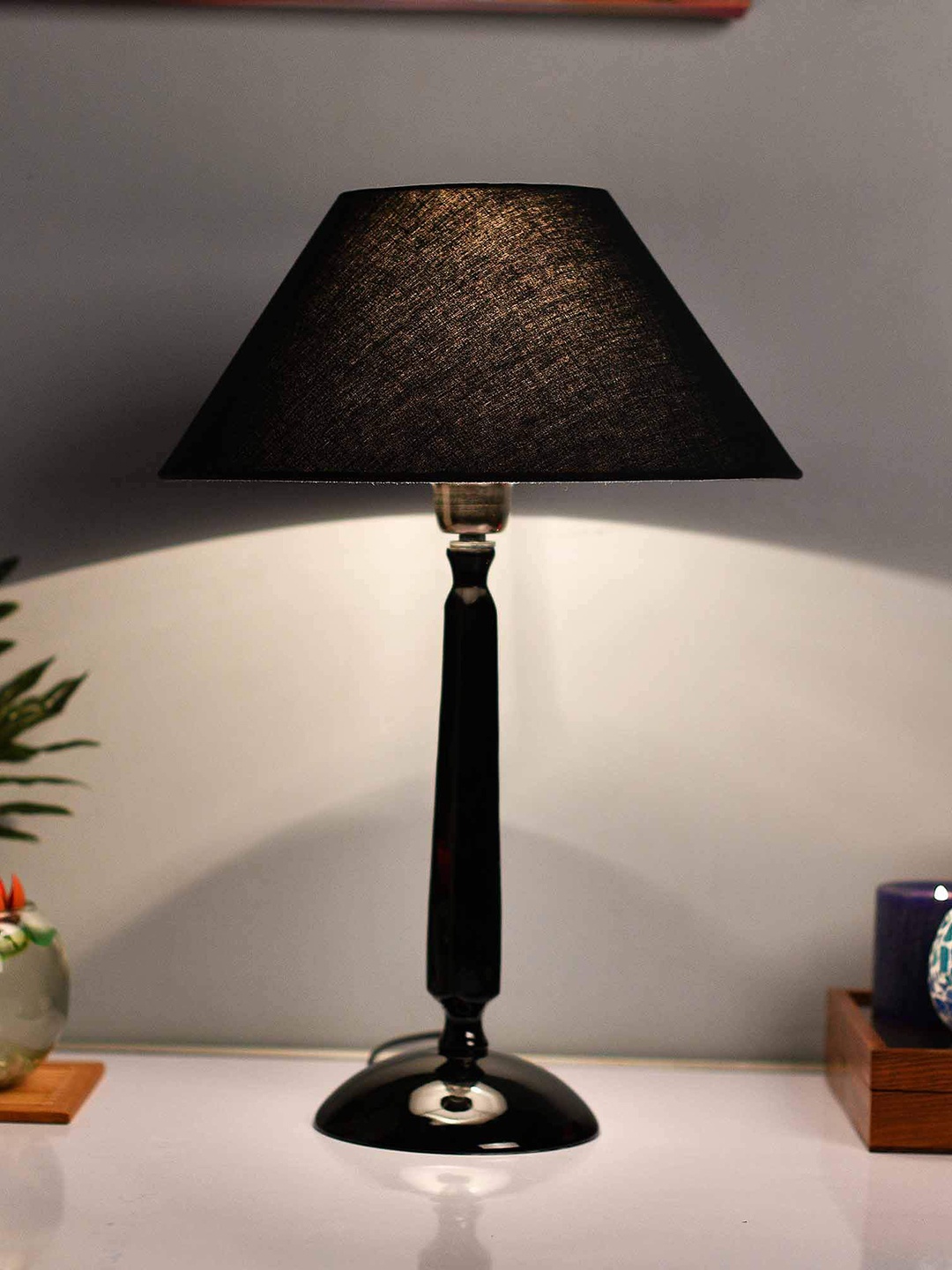 

Homesake Black Solid Bedside Standard Table Lamp with Shade