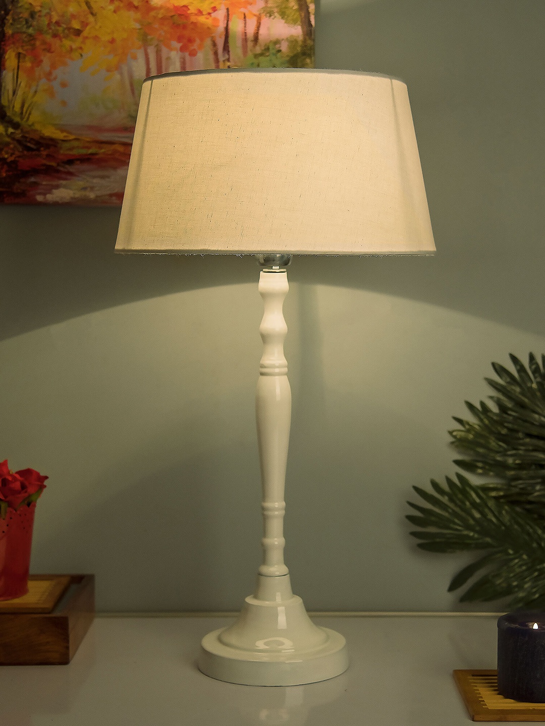 

Homesake White Solid mperial Aluminium Handcrafted Table Lamp with Shade