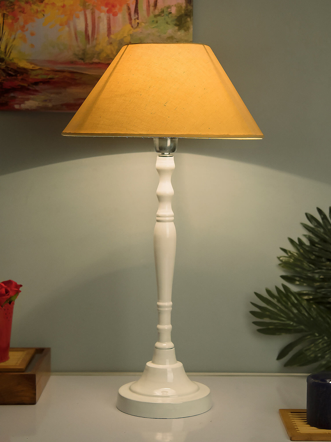 

Homesake White Solid Imperial Handcrafted Table Lamp with Shade