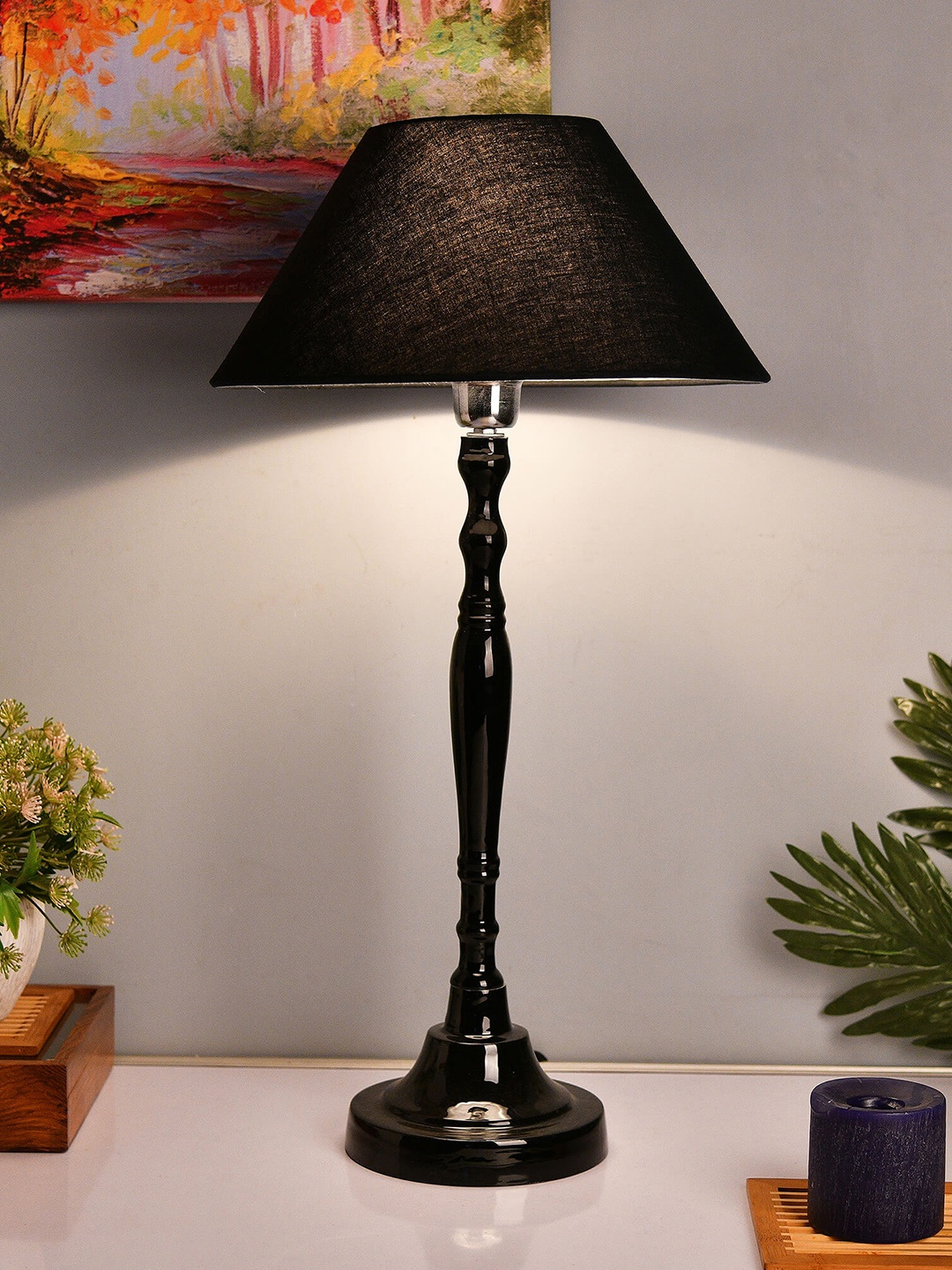 

Homesake Black Solid Imperial Handcrafted Table Lamp with Shade