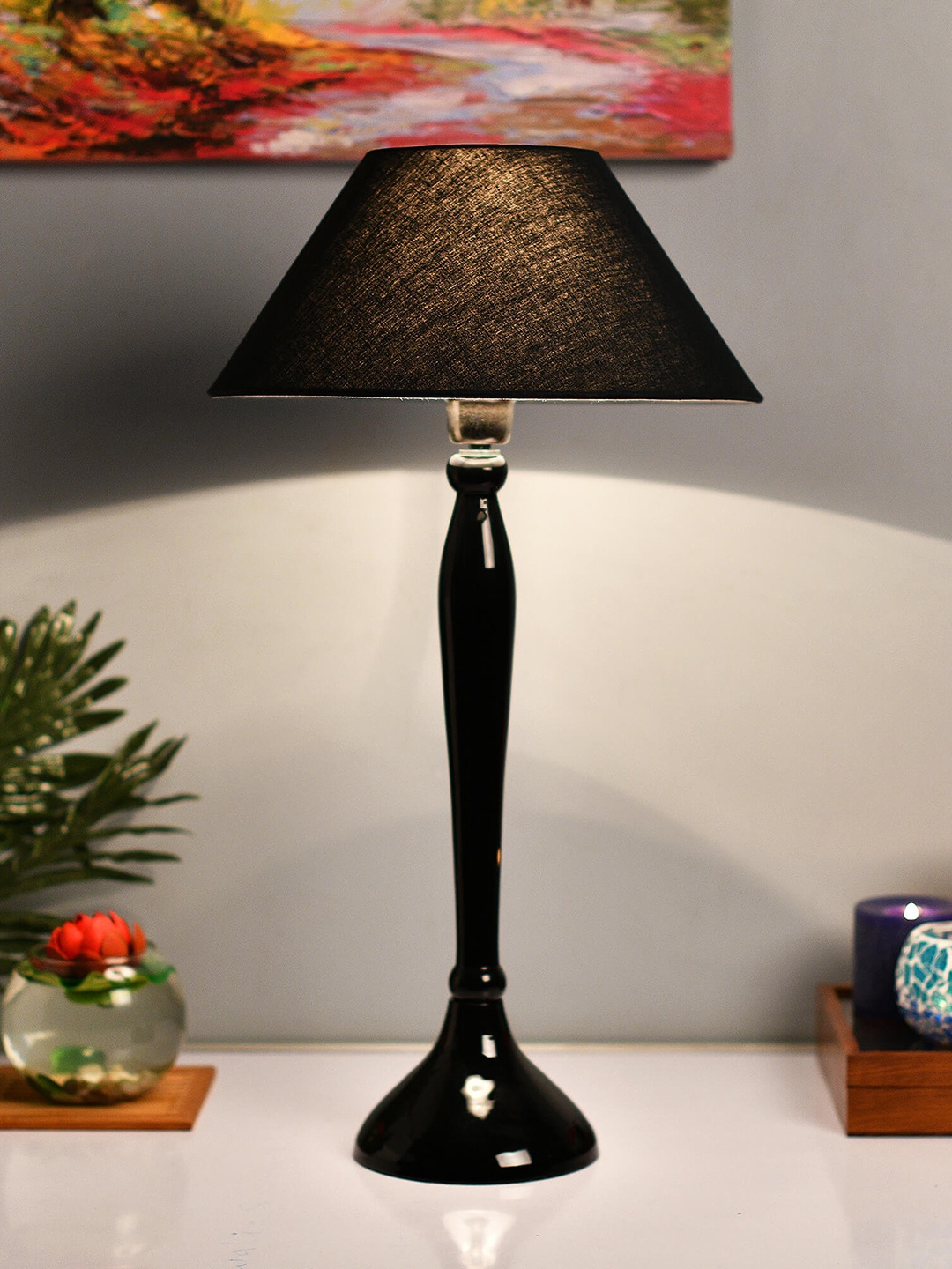 

Homesake Black Solid Handcrafted Bedside Standard Table Lamp with Shade
