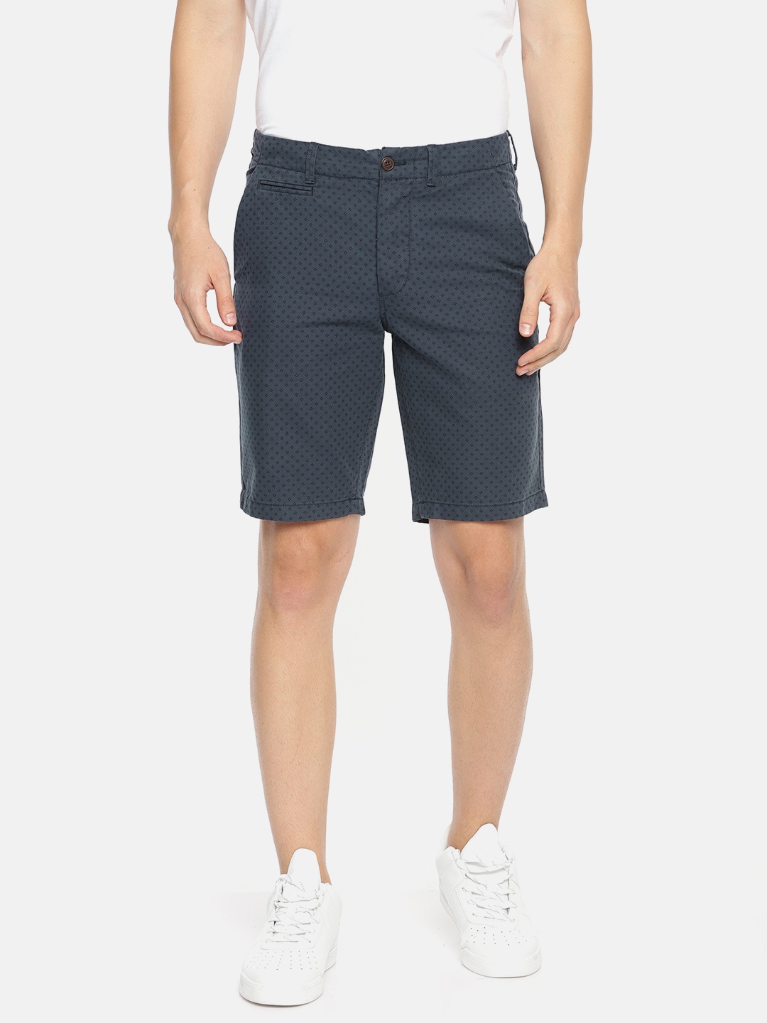 

Jack & Jones Men Navy Blue Printed Chino Shorts