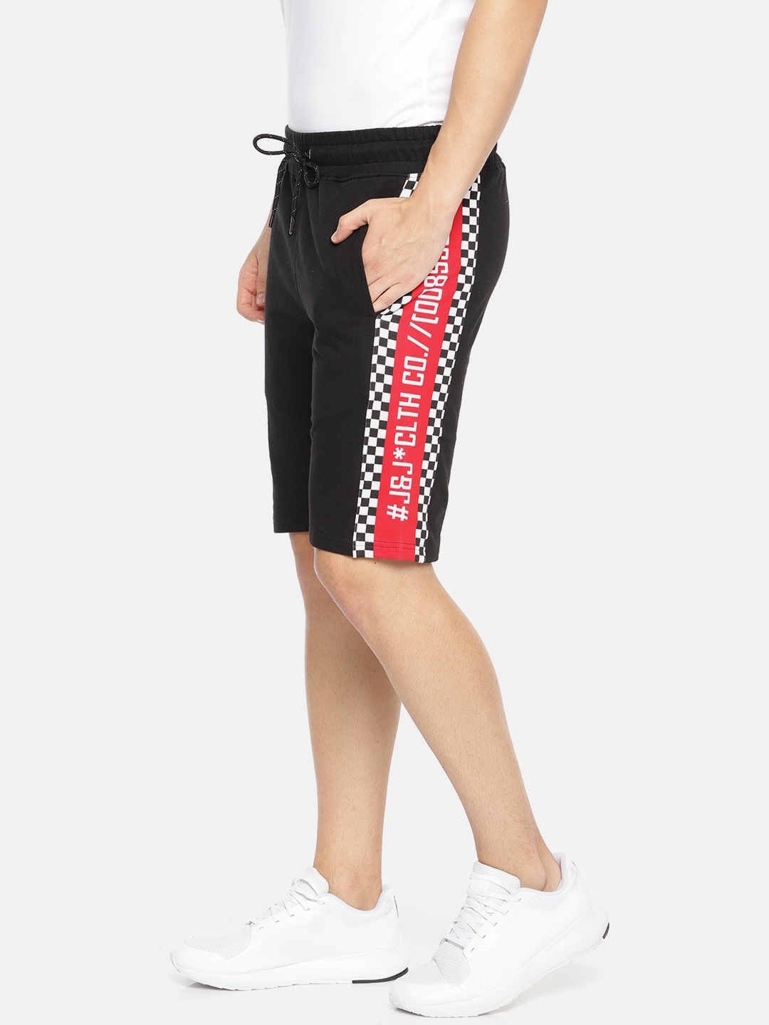 

Jack & Jones Men Black Printed Slim Fit Regular Shorts