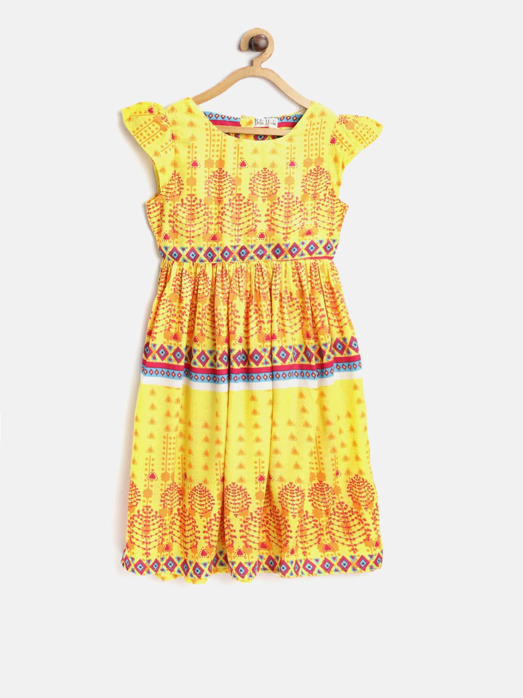 

Bella Moda Girls Yellow & Orange Printed Empire Dress
