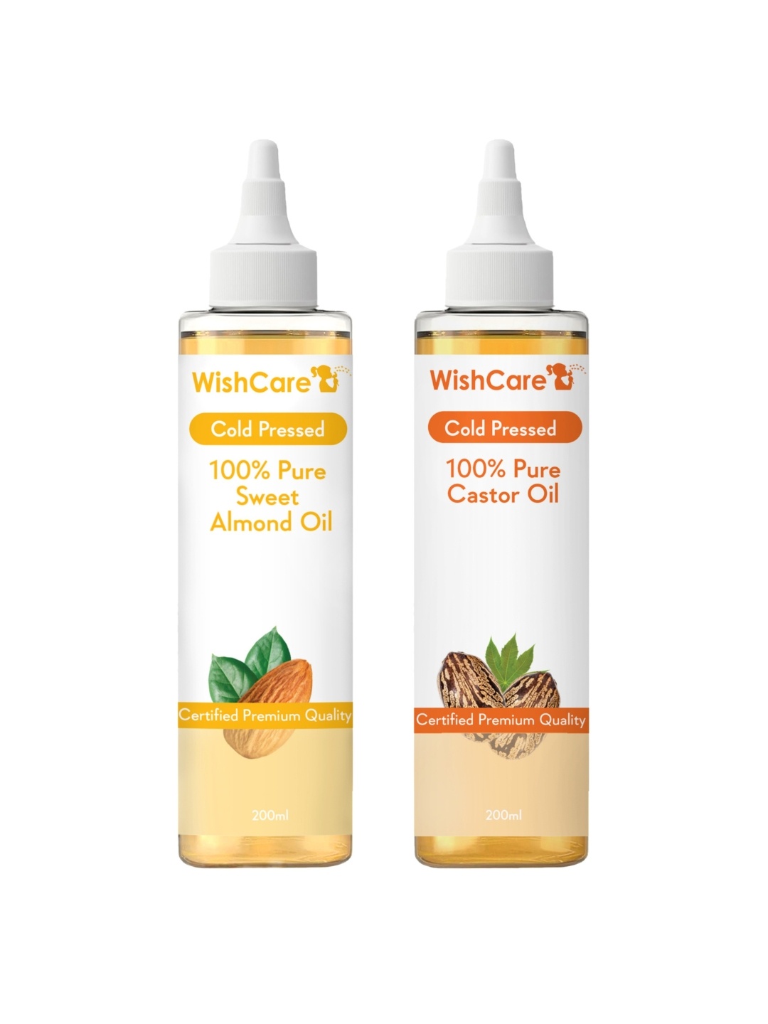 

WishCare Unisex Combo of 100% Pure Castor Oil and Sweet Almond Oil 400 ml, Yellow