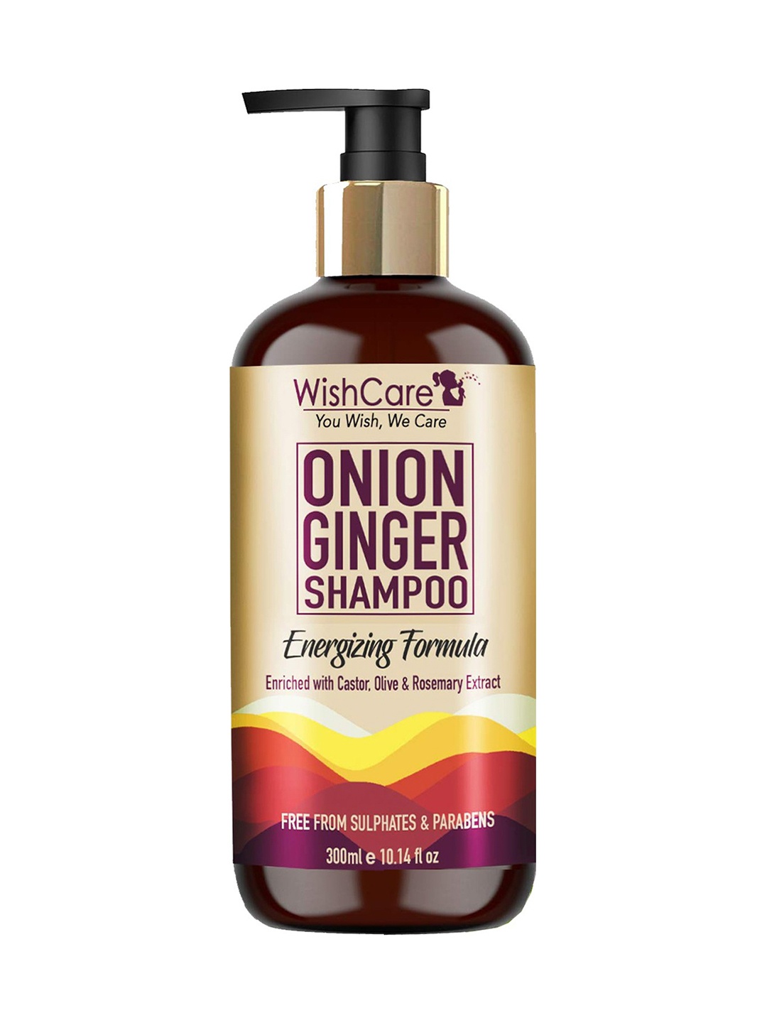 

WishCare Onion Ginger Shampoo - Strengthening Formula - for All Hair Types 300 ml, Brown