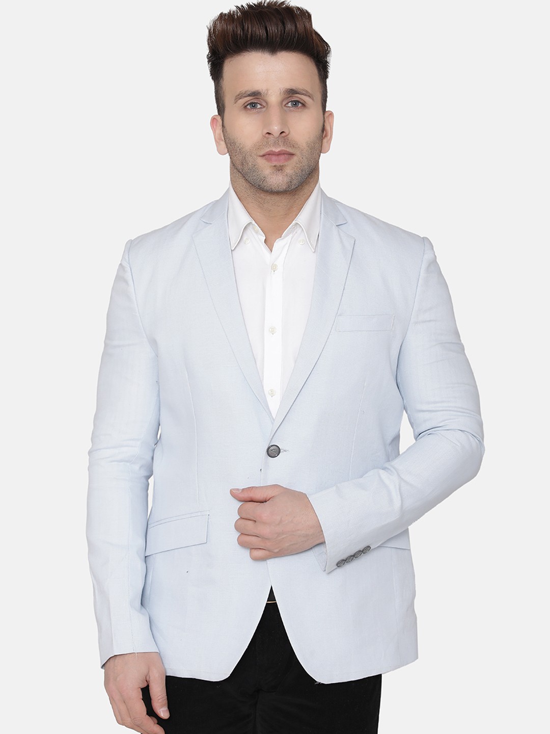 

Wintage Men Blue Solid Regular-Fit Single-Breasted Blazer