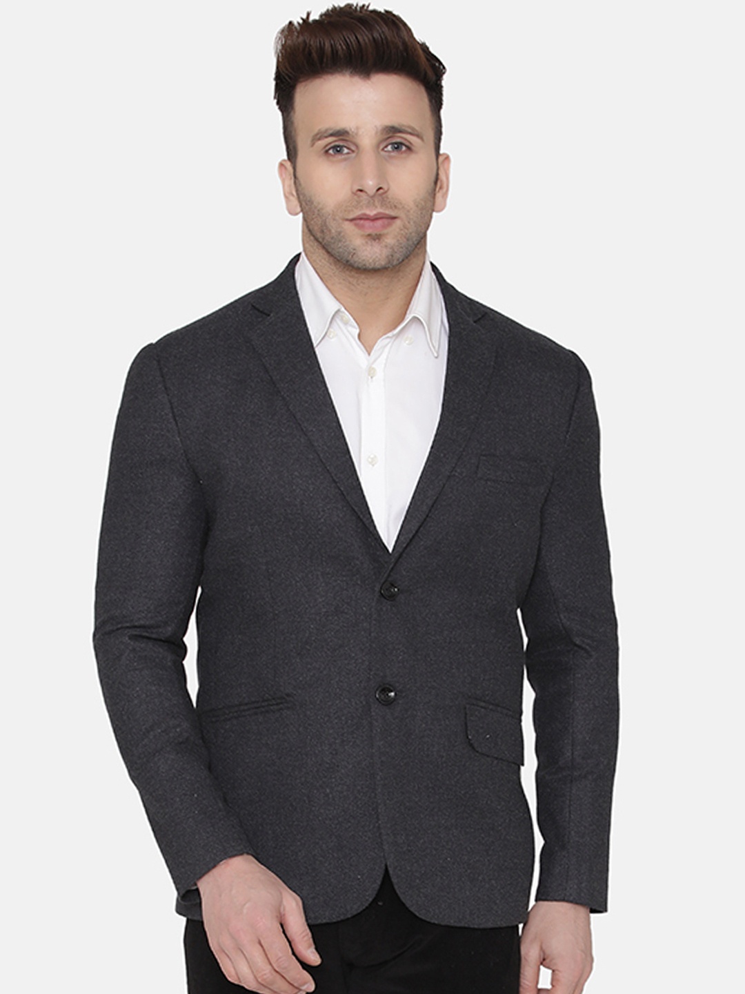

Wintage Men Grey Solid Regular-Fit Single-Breasted Blazer