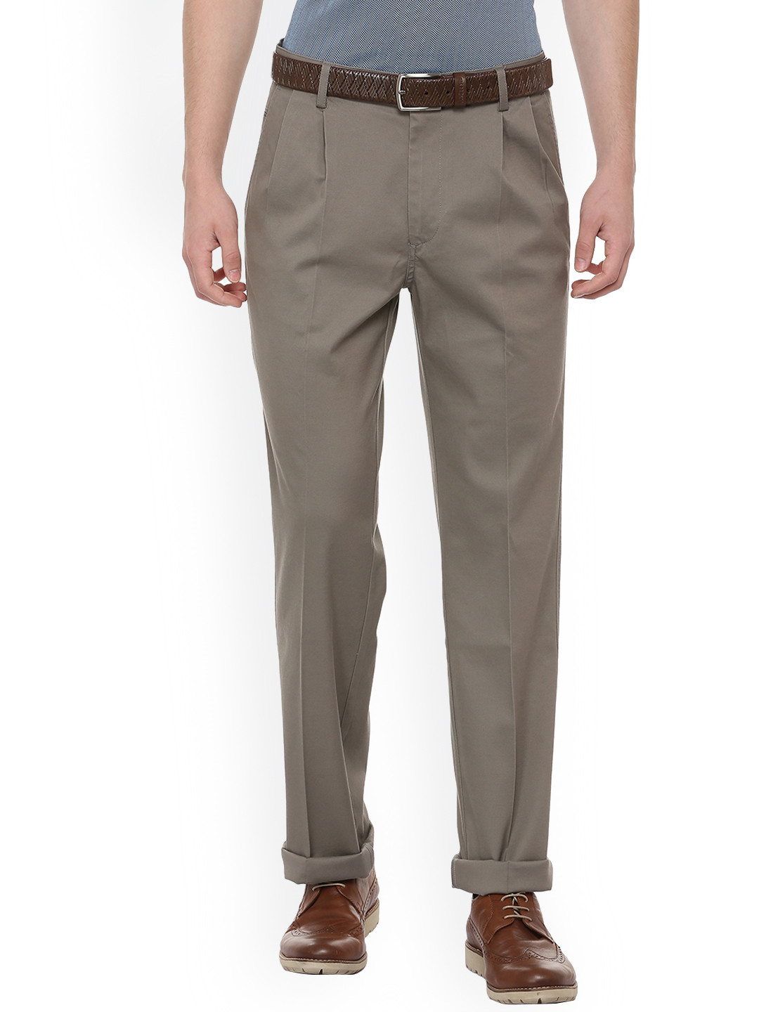 

Allen Solly Men Grey Regular Fit Self Design Regular Trousers