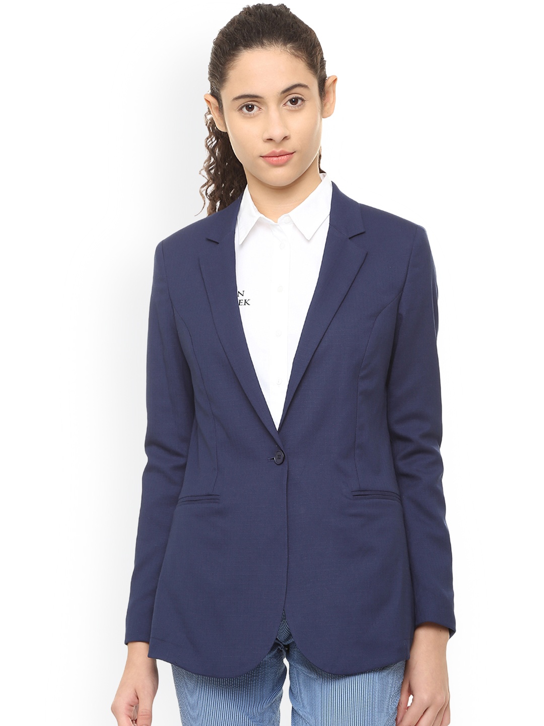 

Van Heusen Woman Blue Solid Regular-Fit Single-Breasted Blazer