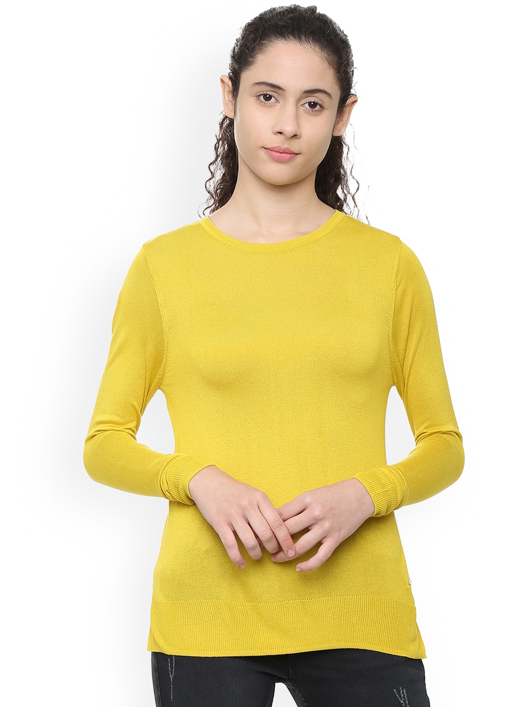 

Van Heusen Woman Yellow Self Design Pure Cotton Top