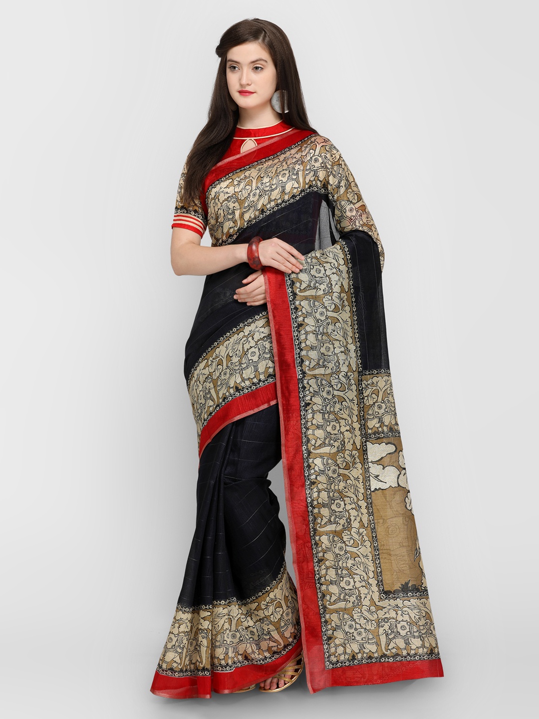 

Shaily Black Striped Silk Cotton Saree