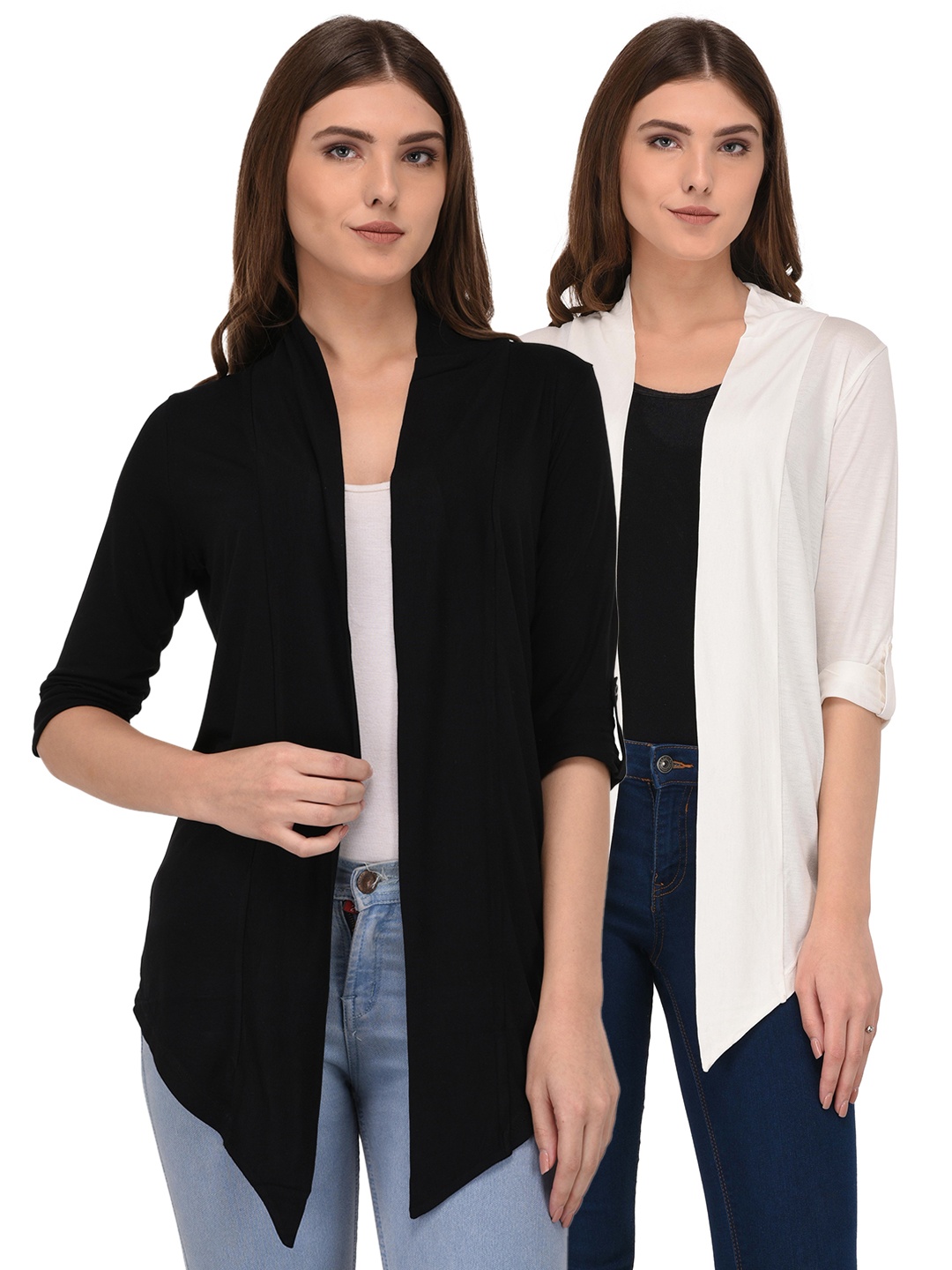 

Espresso Women Pack Of 2 Solid Open Front Shrug, Black