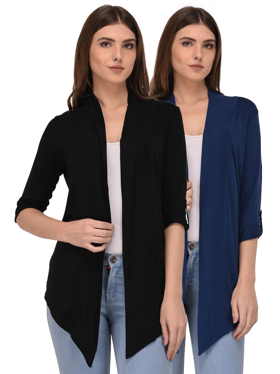 

Espresso Women Pack Of 2 Solid Open Front Shrug, Black