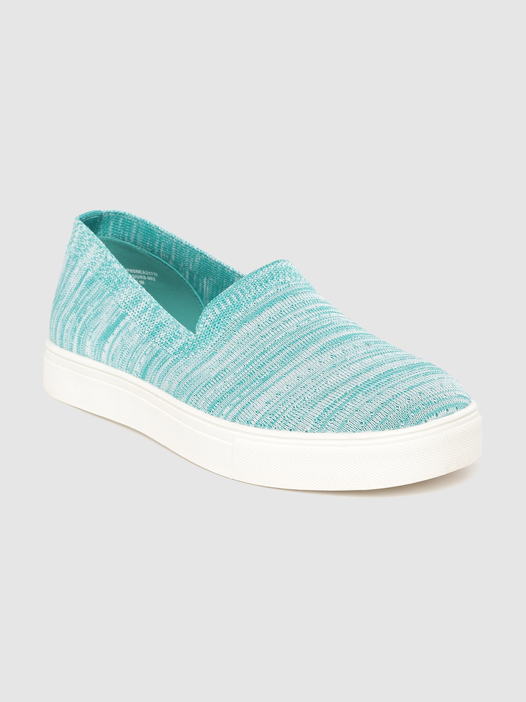 United Colors of Benetton Men Sea Green & White Woven Design Slip-On Sneakers