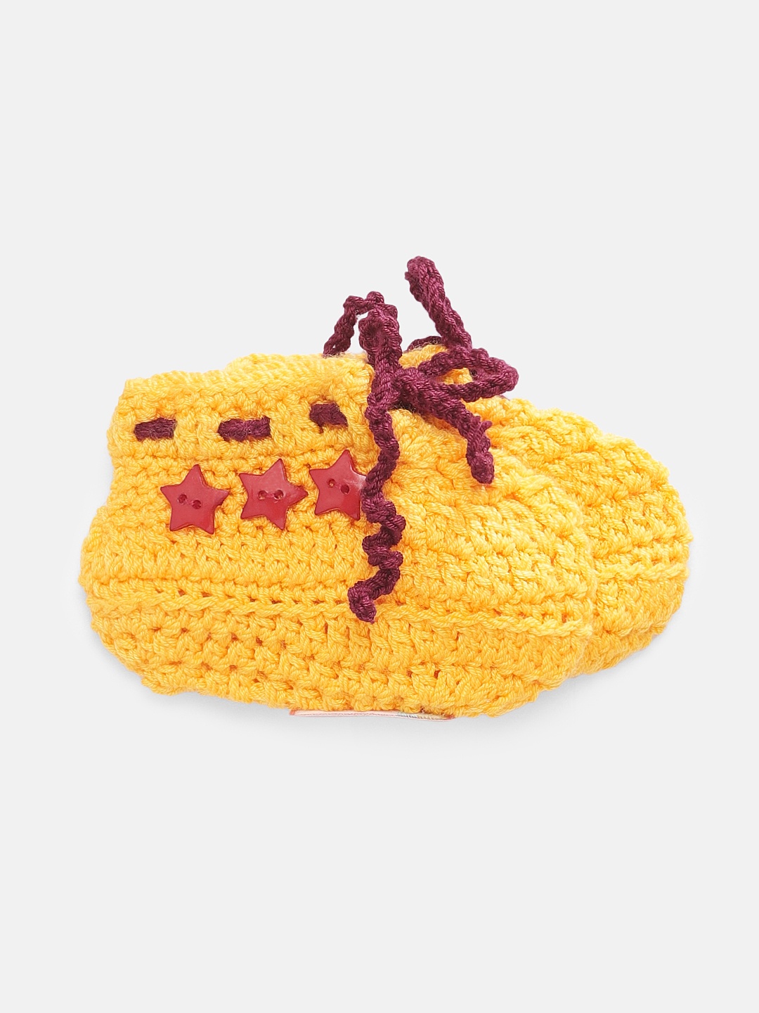 

Magic Needles Boys Yellow Handmade Knit Crochet Woolen Booties
