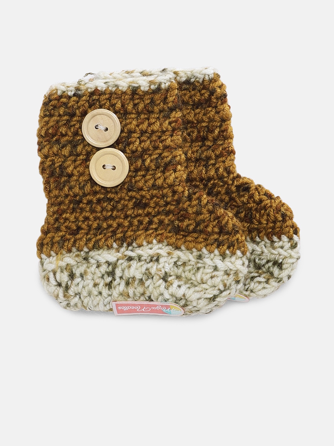 

Magic Needles Boys Brown Handmade Knit Crochet Woolen Booties