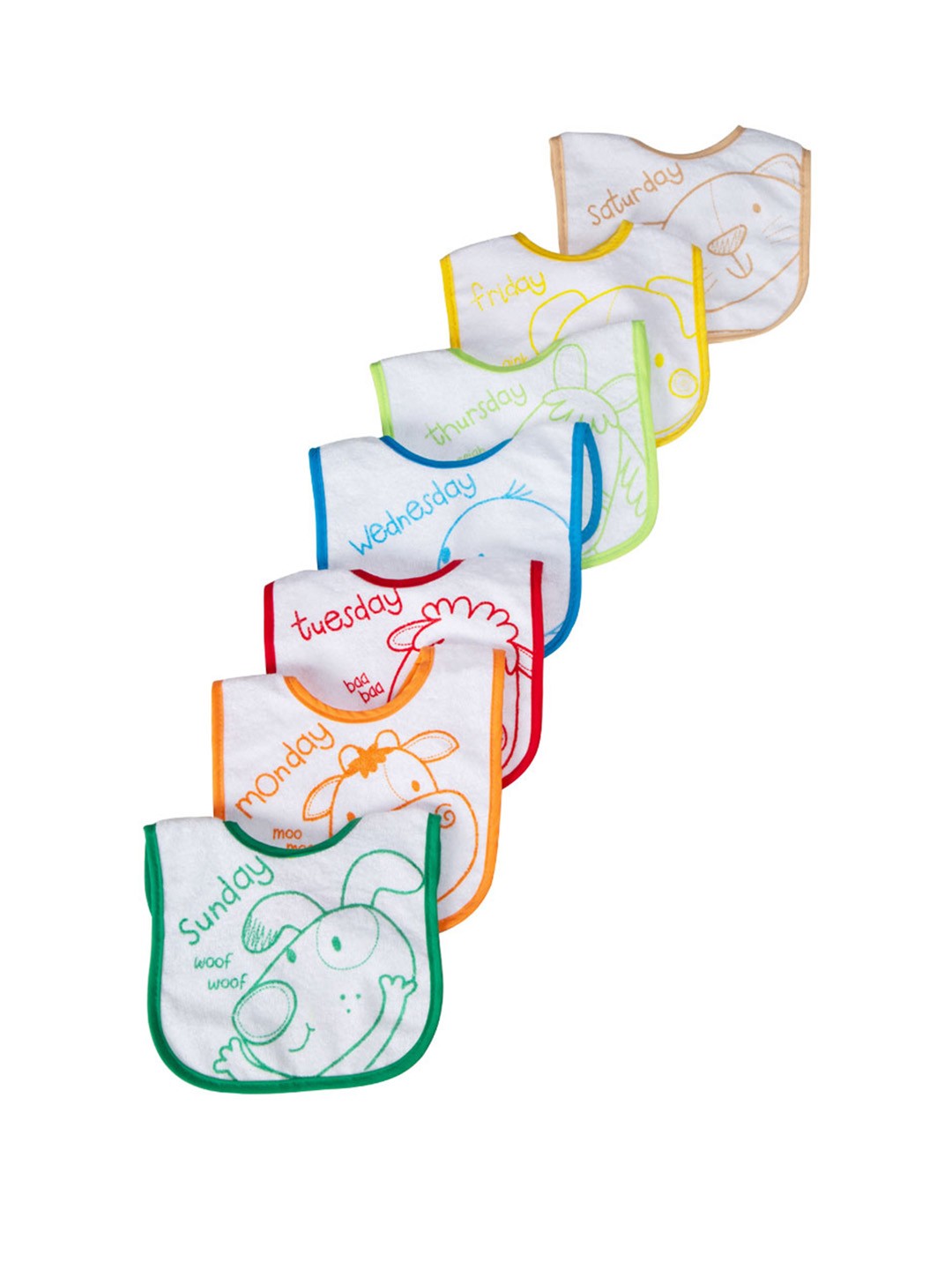 

Mee Mee Kids Pack of 7 Multicoloured Printed Bibs, Multi
