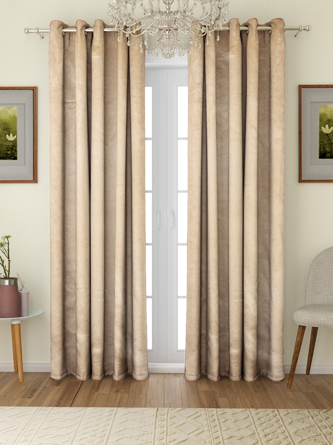 

ROMEE Beige Set of 2 Room Darkening Door Curtains