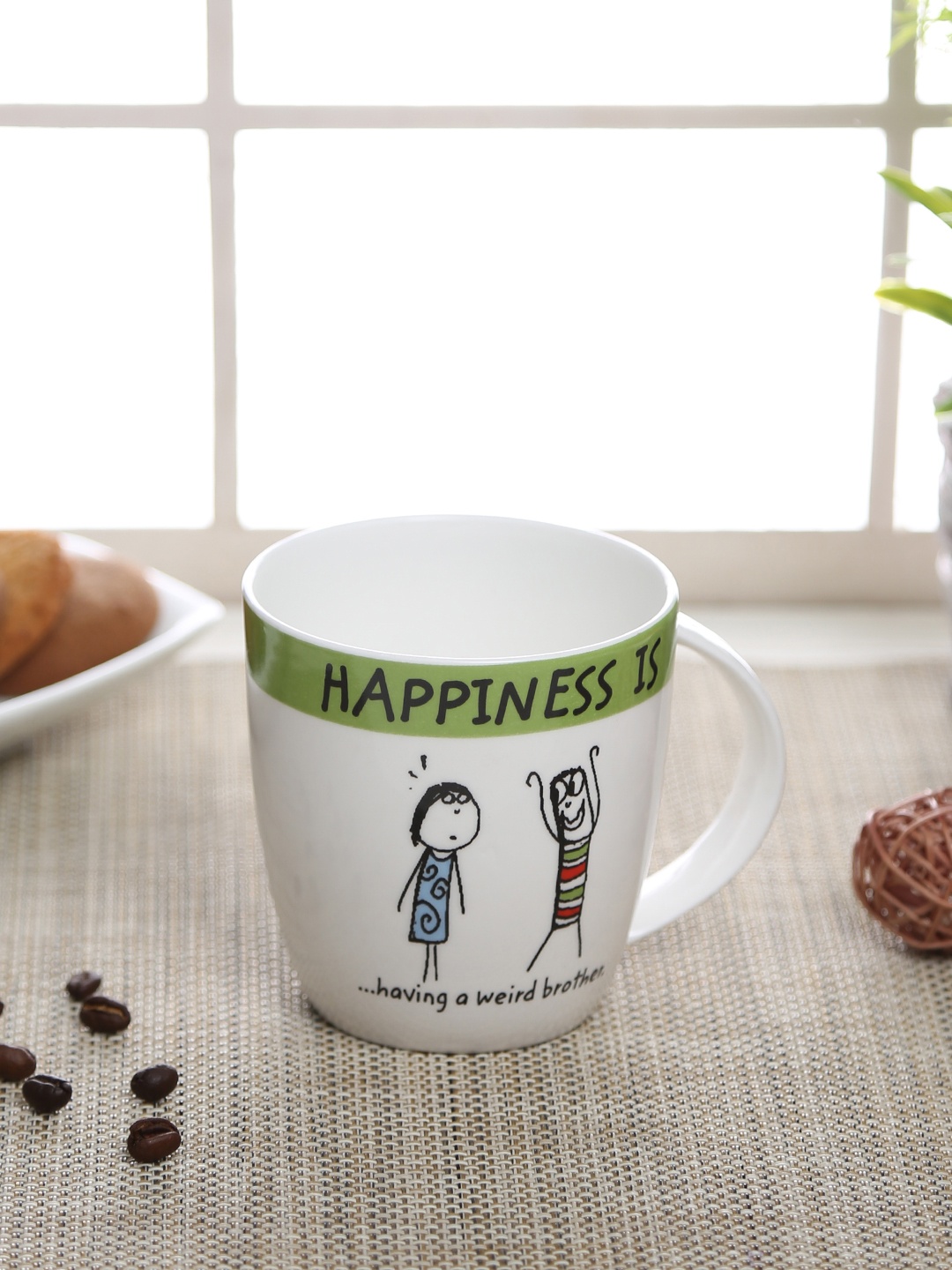 

CLAY CRAFT Set of 2 White Printed Coffee Mugs
