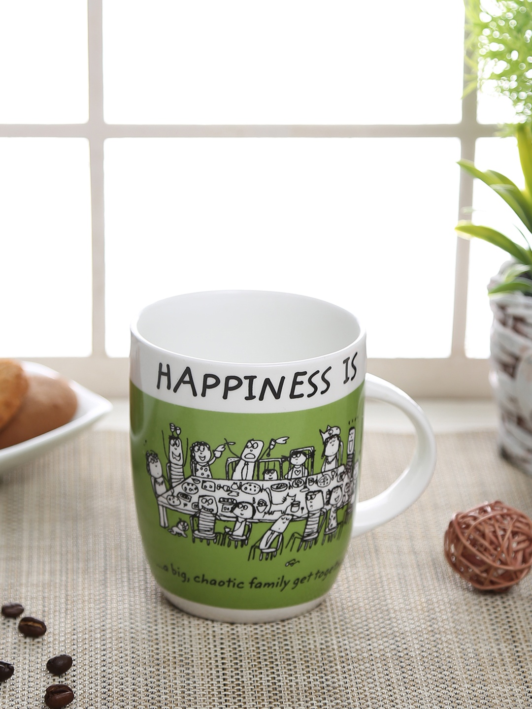 

CLAY CRAFT Set of 2 Green Printed Coffee Mugs