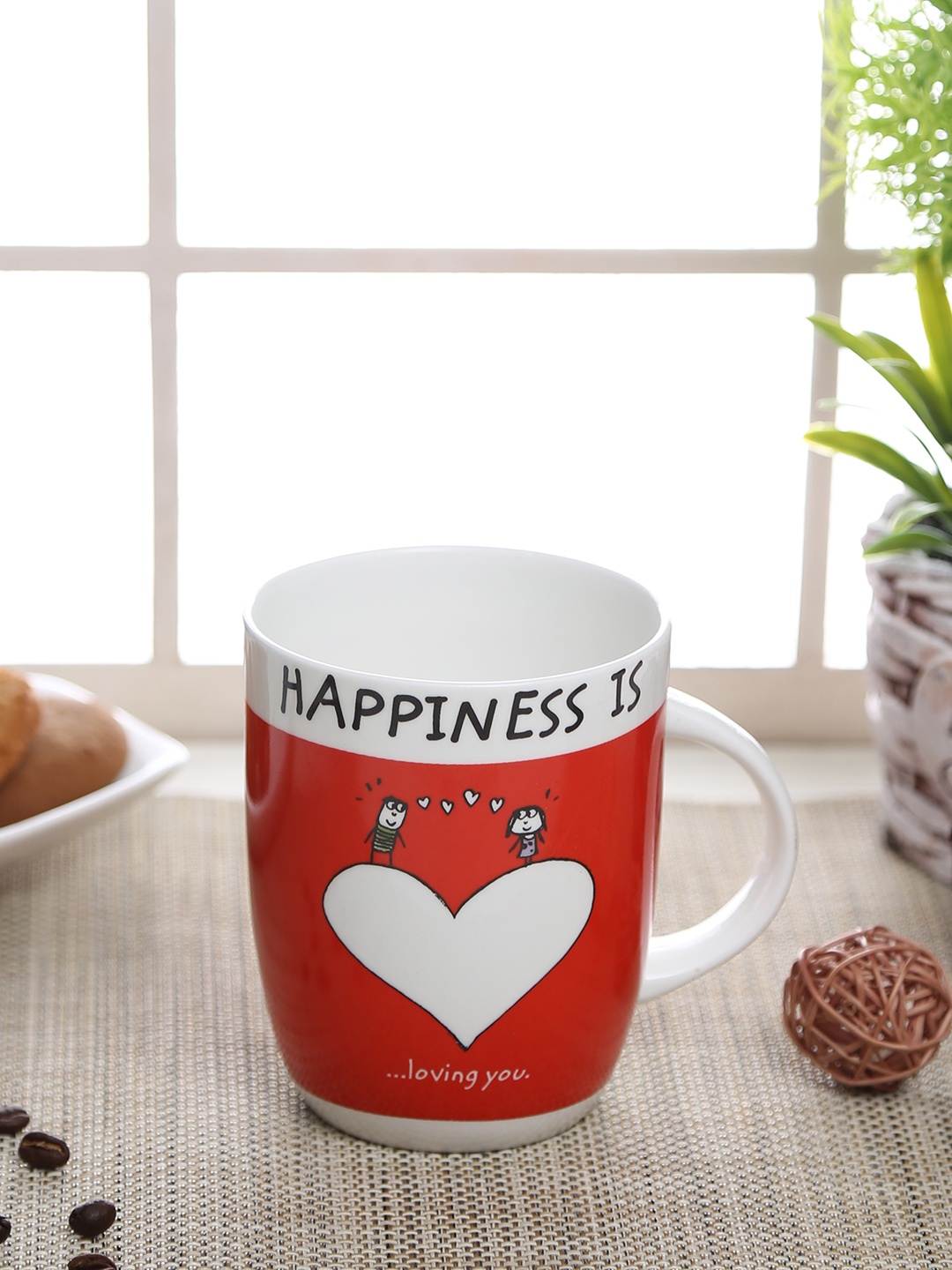 

CLAY CRAFT Set of 2 Red Printed Coffee Mugs