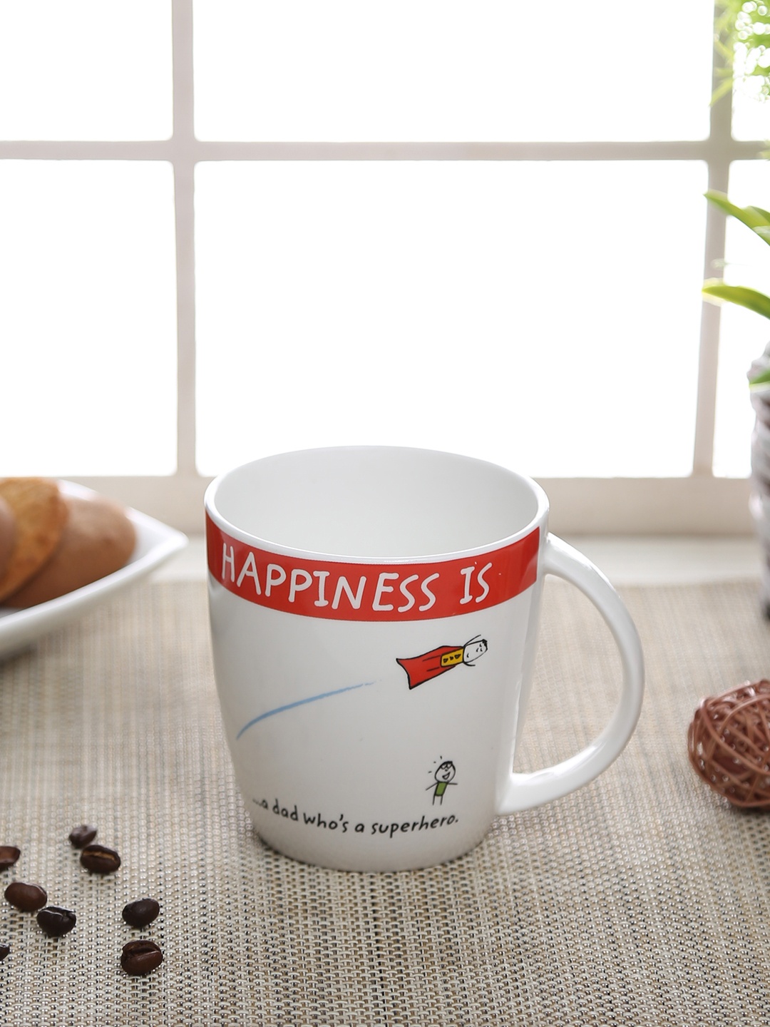 

CLAY CRAFT Set of 2 White Printed Coffee Mugs