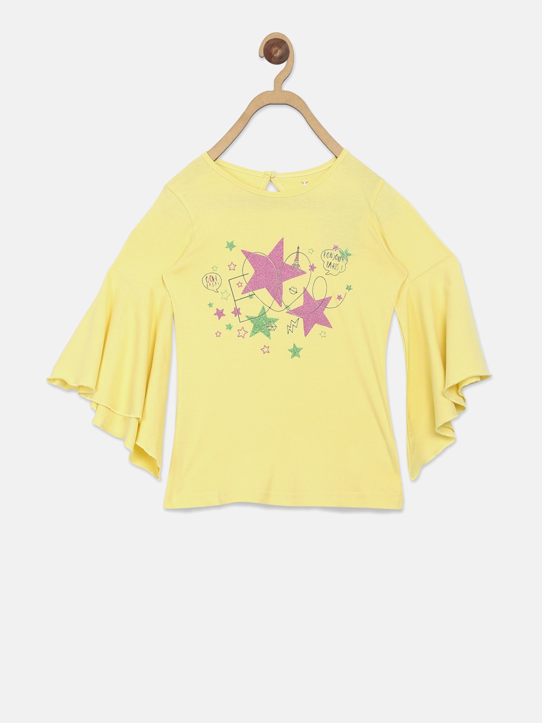 

ELLE Girls Yellow Printed Pure Cotton Top