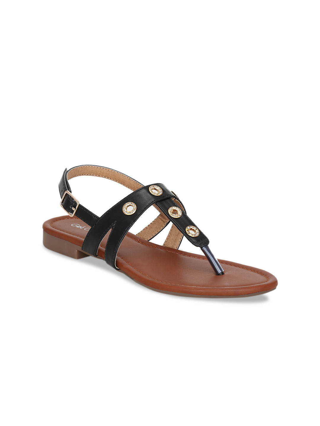

Get Glamr Women Black Solid T-Strap Flats