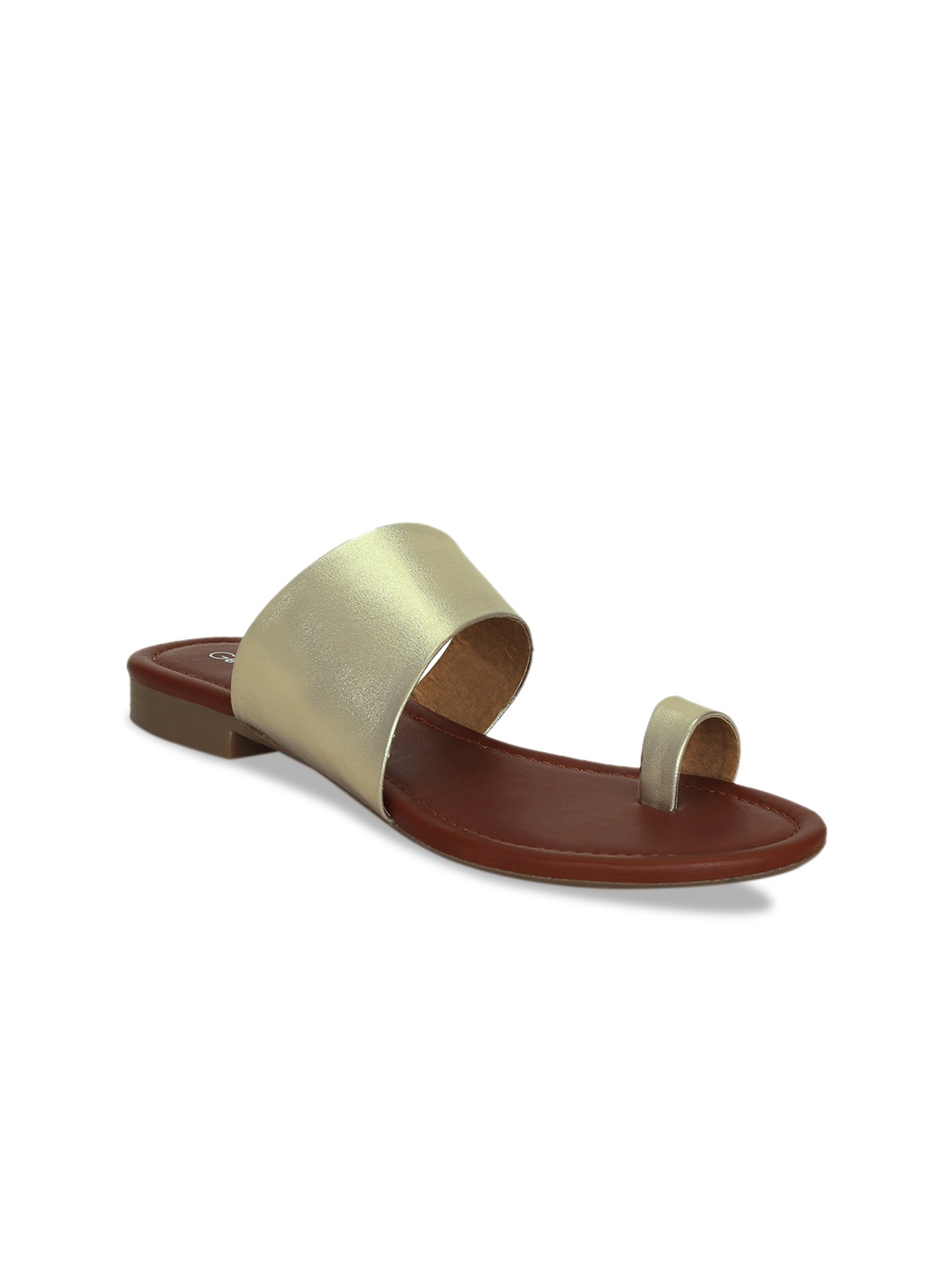 

Get Glamr Women Gold-Toned Solid One Toe Flats