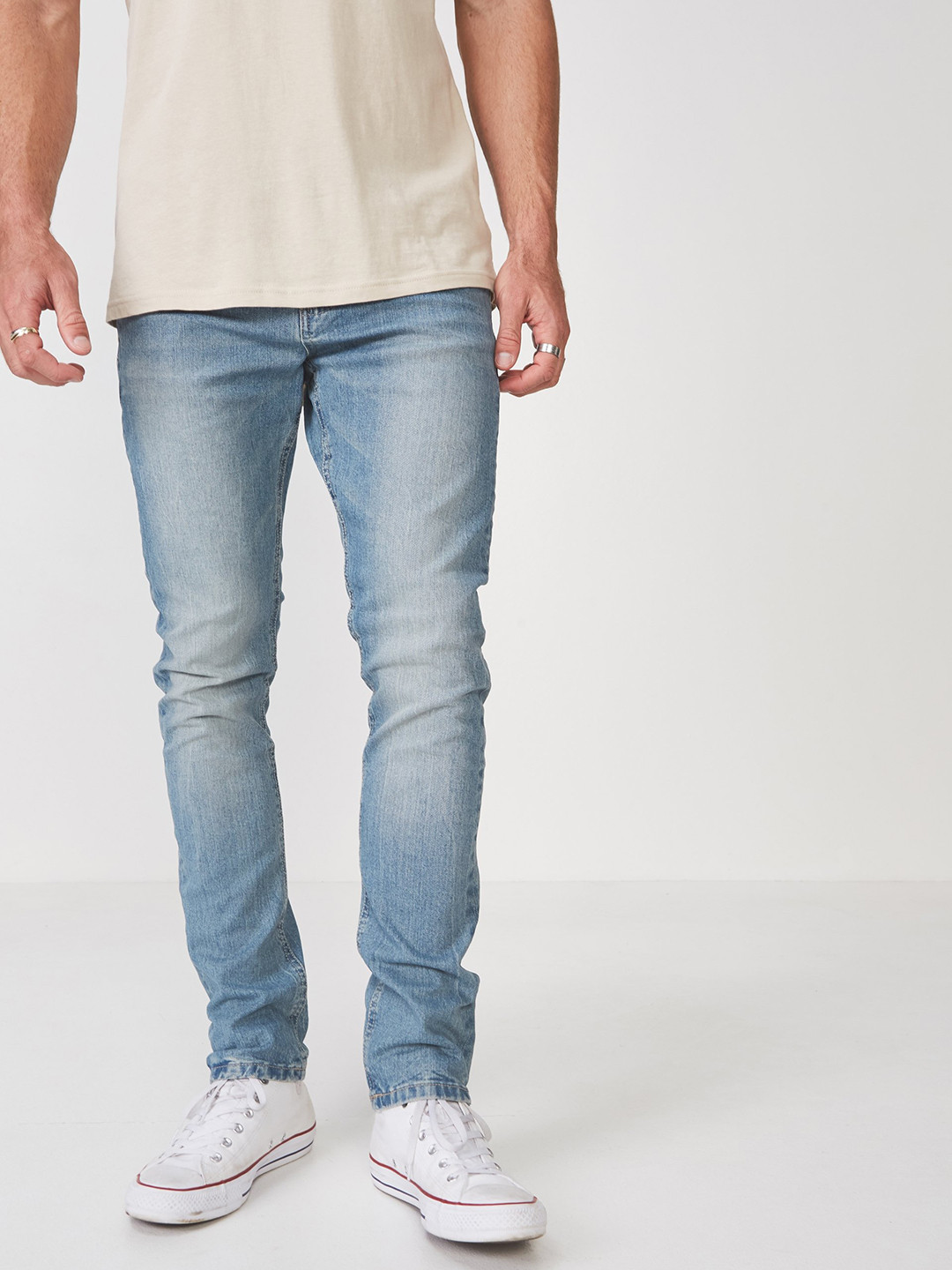 

COTTON ON Men Blue Slim Fit Mid-Rise Clean Look Stretchable Jeans