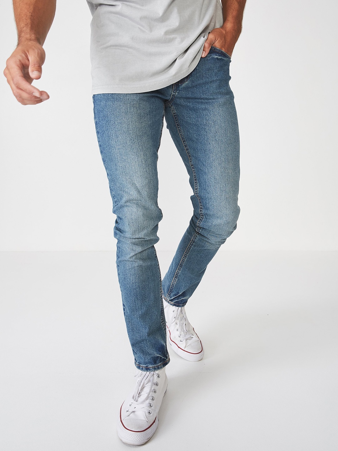 

COTTON ON Men Blue Slim Fit Mid-Rise Clean Look Stretchable Jeans