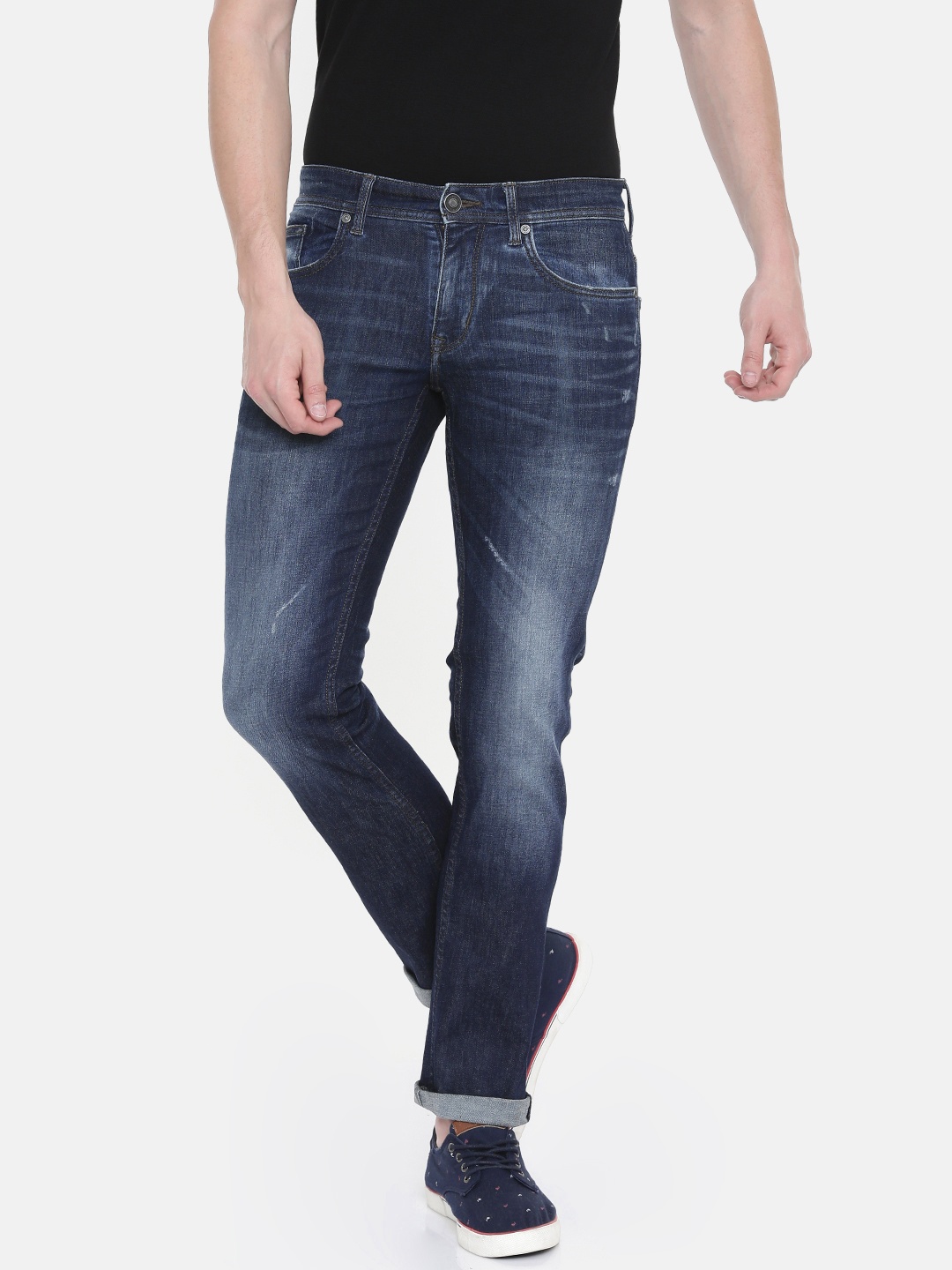

Lee Cooper Men Blue Norris Slim Fit Low-Rise Low Distress Stretchable Jeans