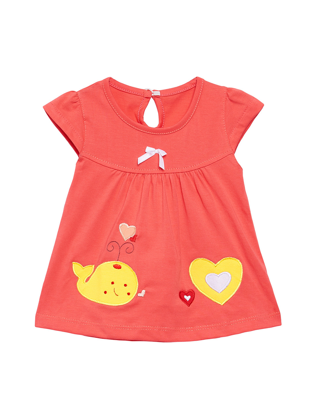 

Camey Girls Orange Printed Fit and Flare Dress