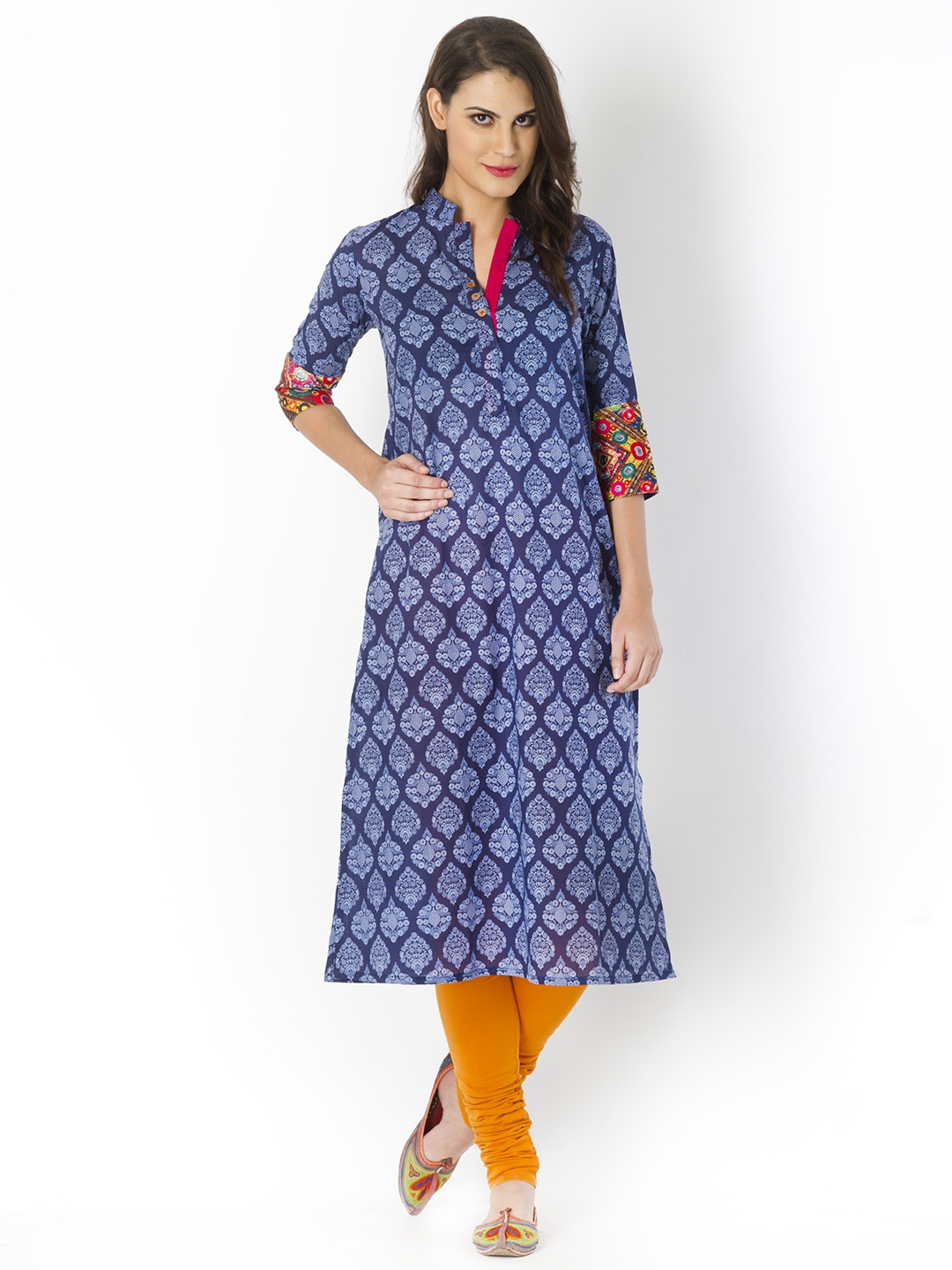 

Desi Weavess Women Blue Printed A-Line Kurta