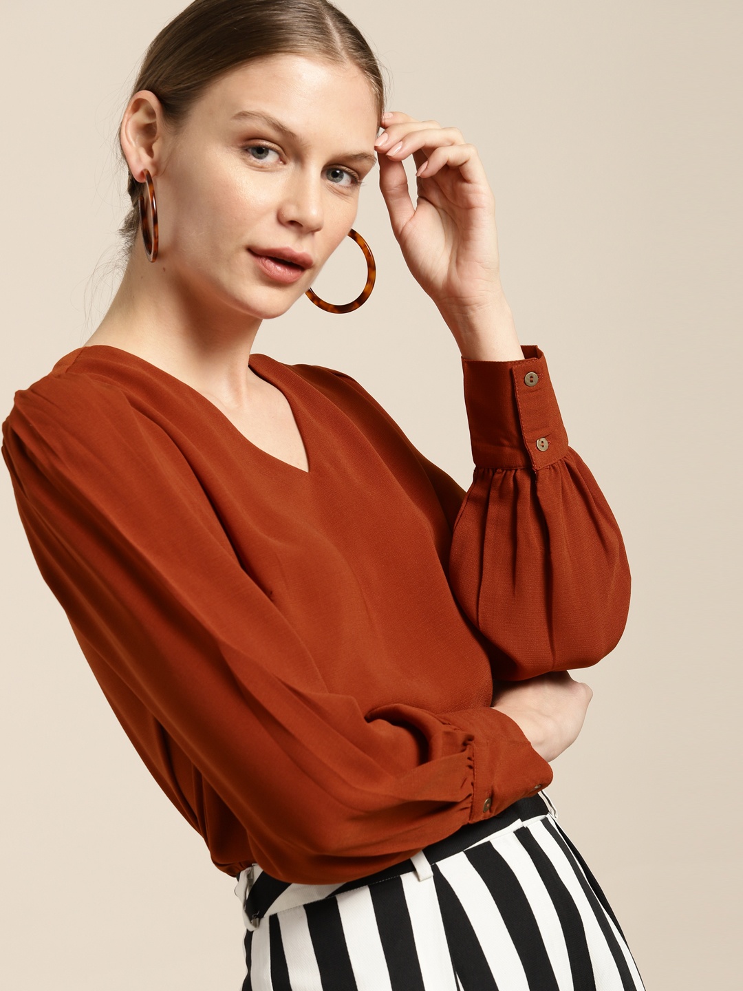 

her by invictus Rust Brown Smart Casual Top