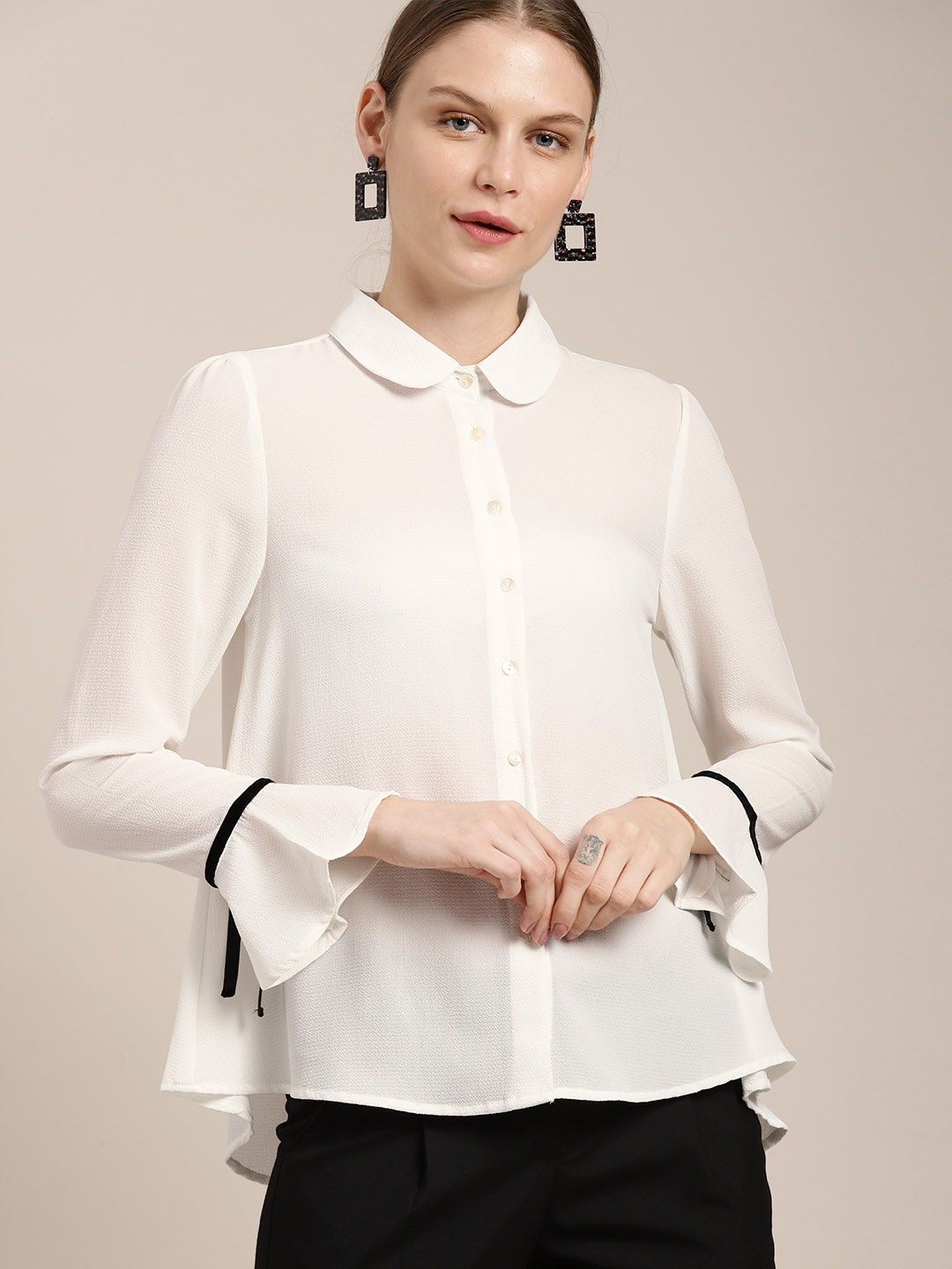 

her by invictus Women White Regular Fit Solid Casual Shirt
